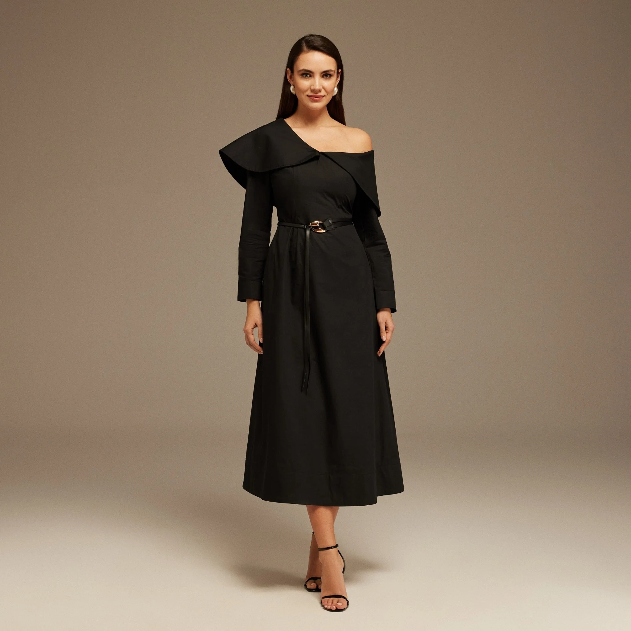 Maxi Dress with Folded Shoulders