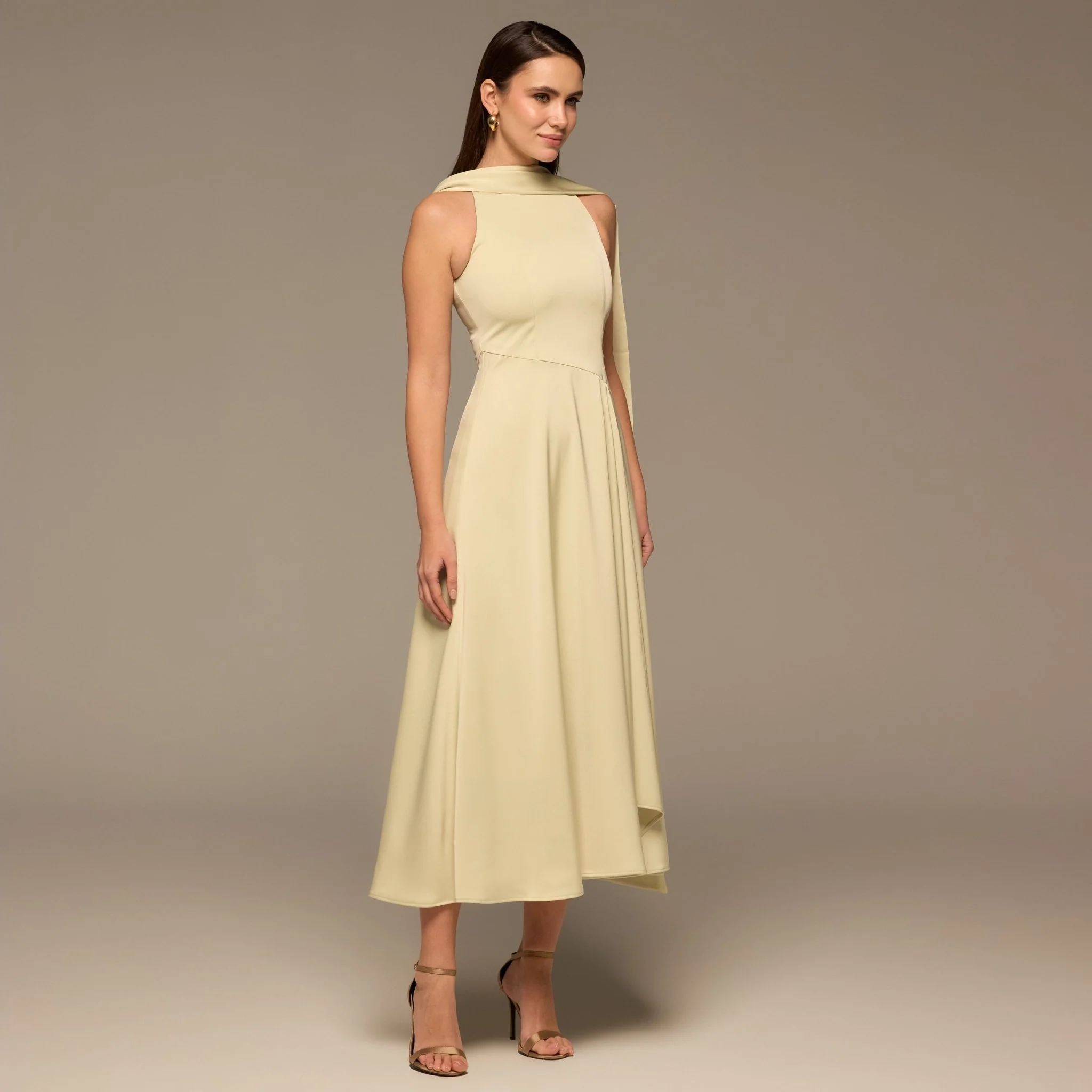 Mint Green Halter Neck A-Line Crepe Dress - Image 2