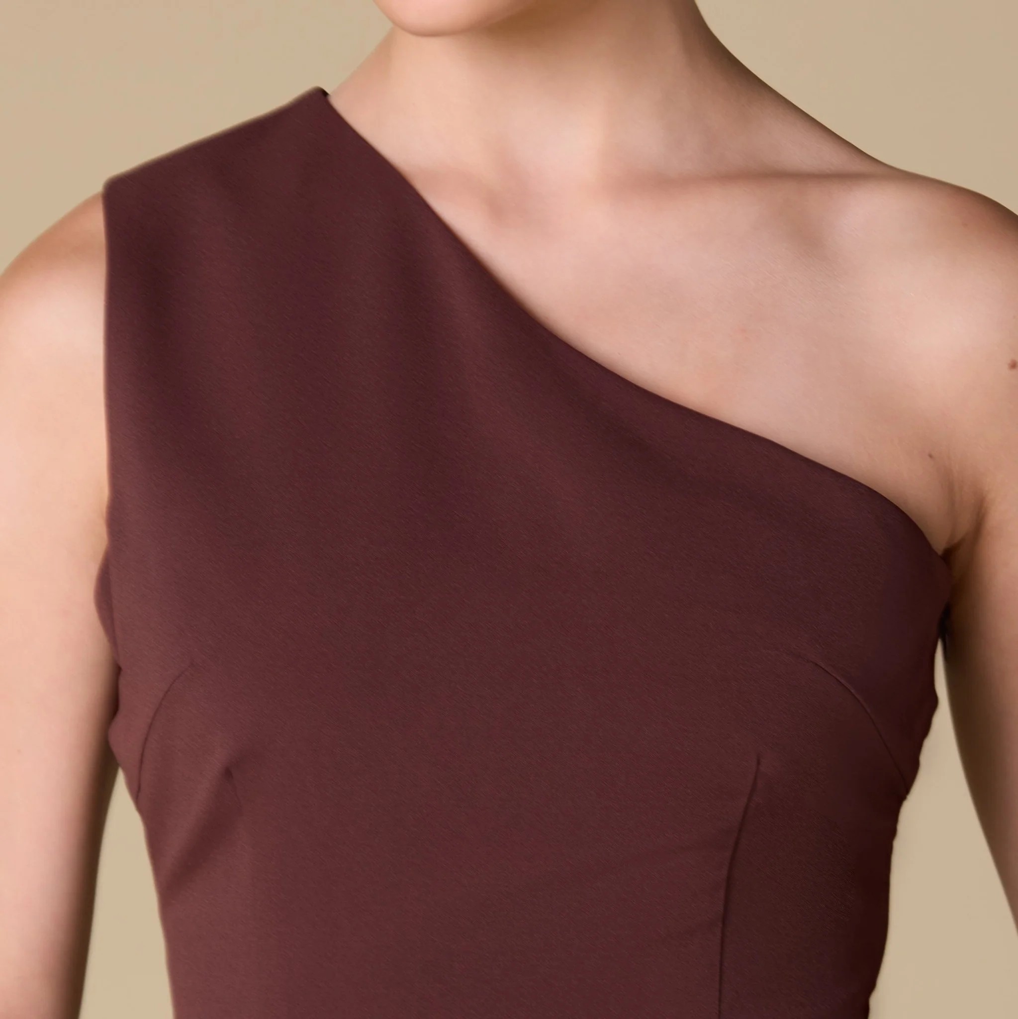 One-shoulder Crepe Dress With Pleated Skirt - Image 7