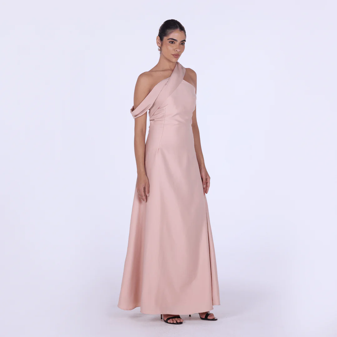 One-shoulder satin maxi Dress - Image 2