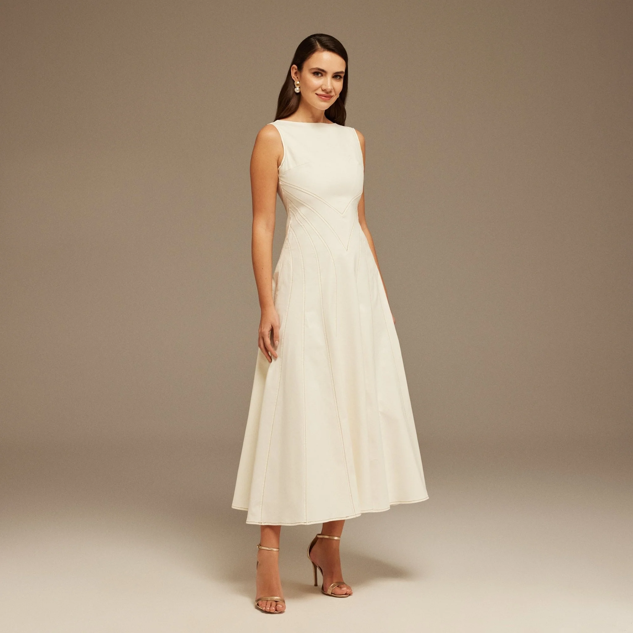 Sleeveless Aline Long Dress With V Open Back - Image 2