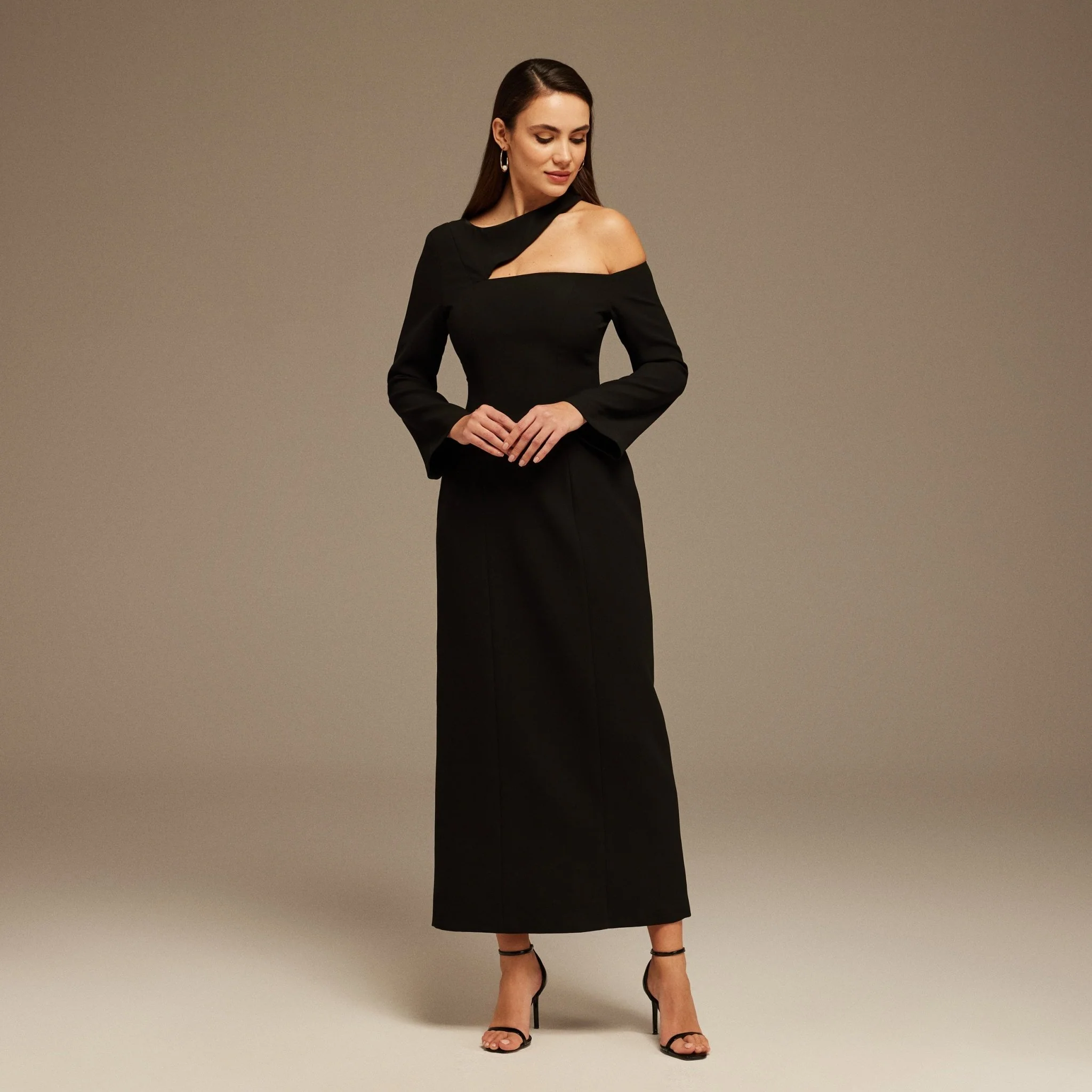 Black Open Shoulder Maxi Dress - Image 2