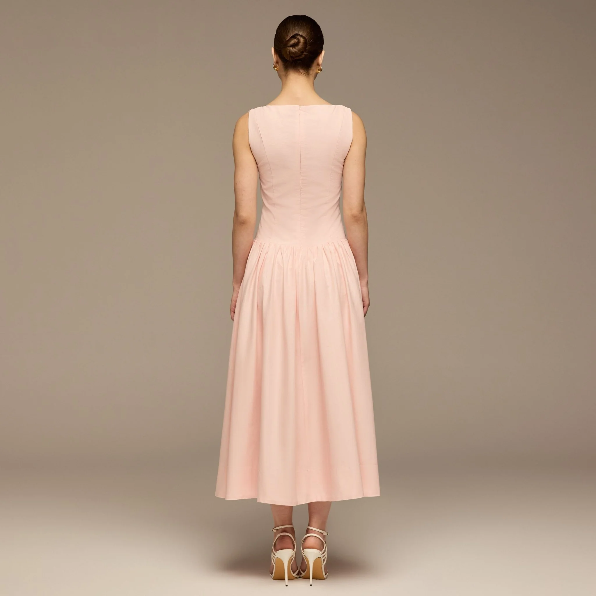 Pink Button-Front Linen Midi Dress - Image 4