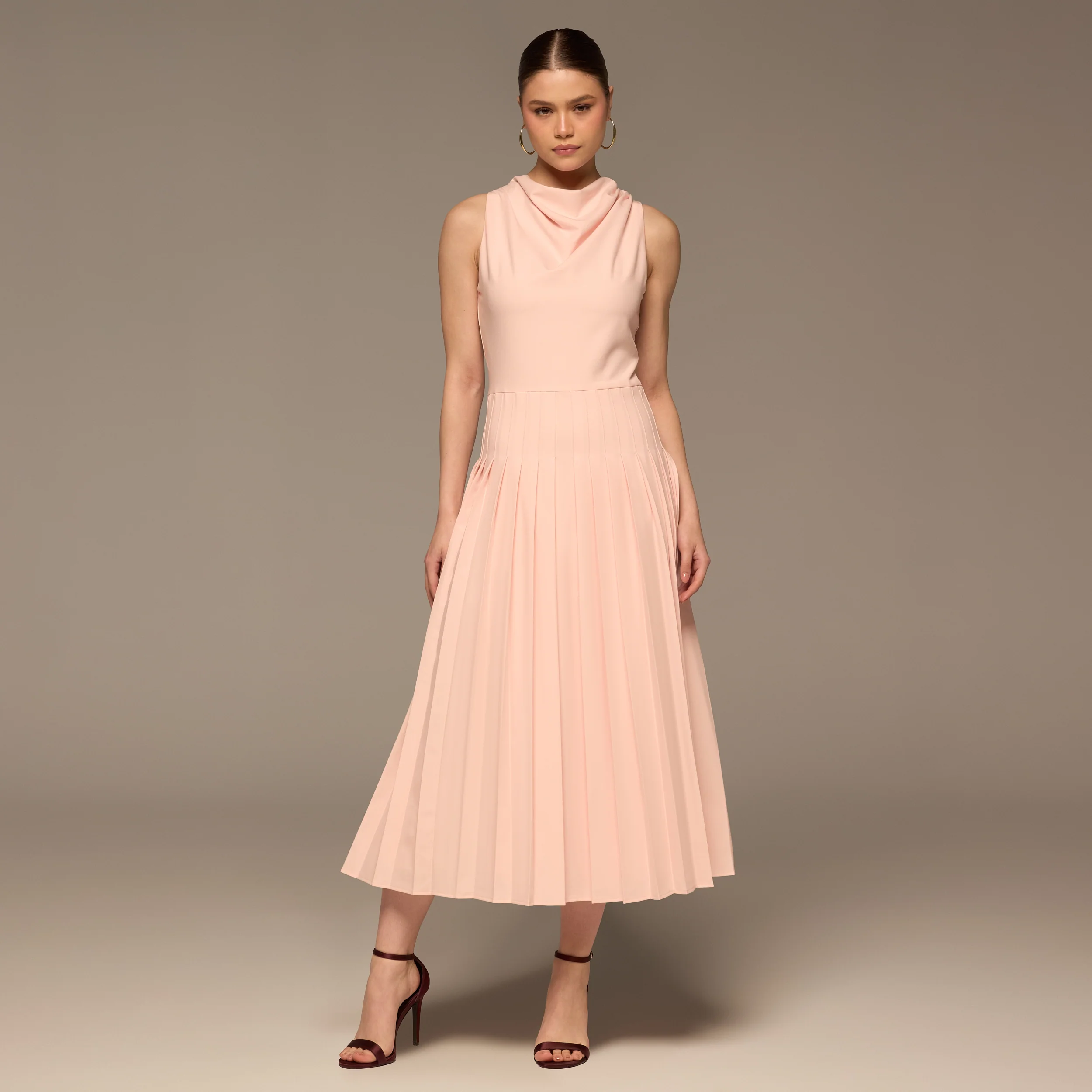 Pink Draped Halter Neck Maxi Dress