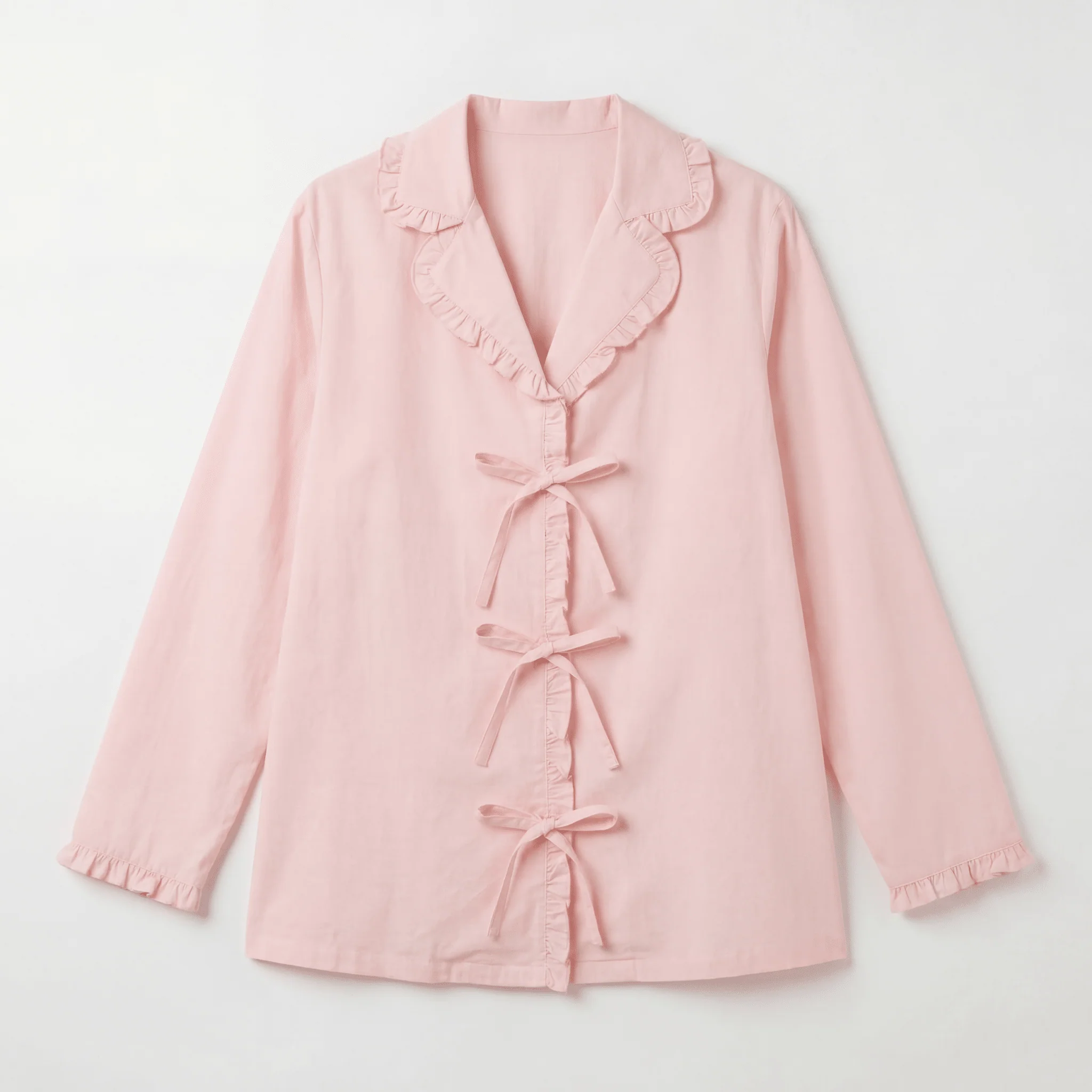100% Cotton Pink Ruffles and Bow Shirt