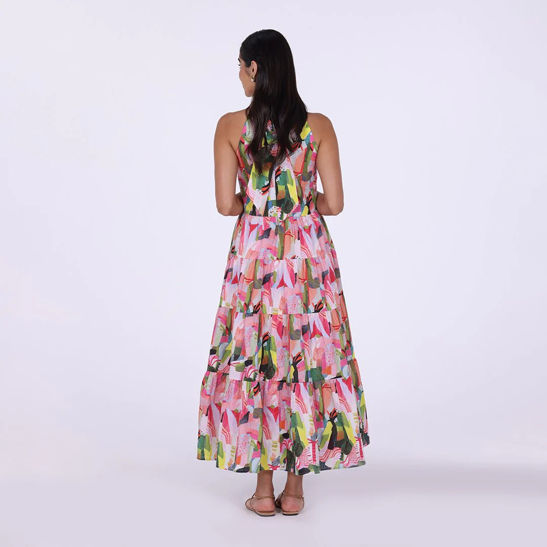 Printed Cotton Back Bow Maxi Dress - Image 5