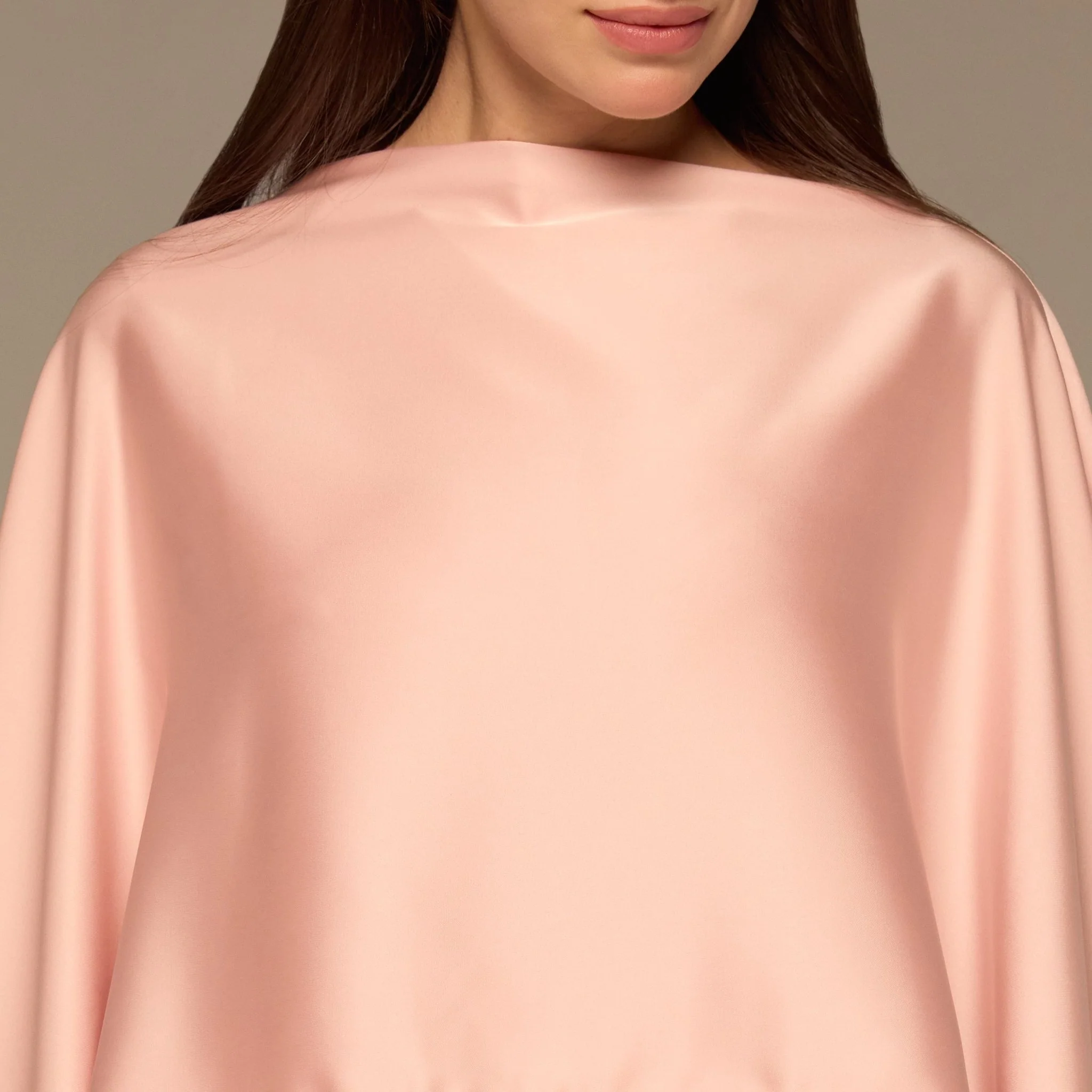 Pink Satin Dress with Cape Sleeves - Image 3