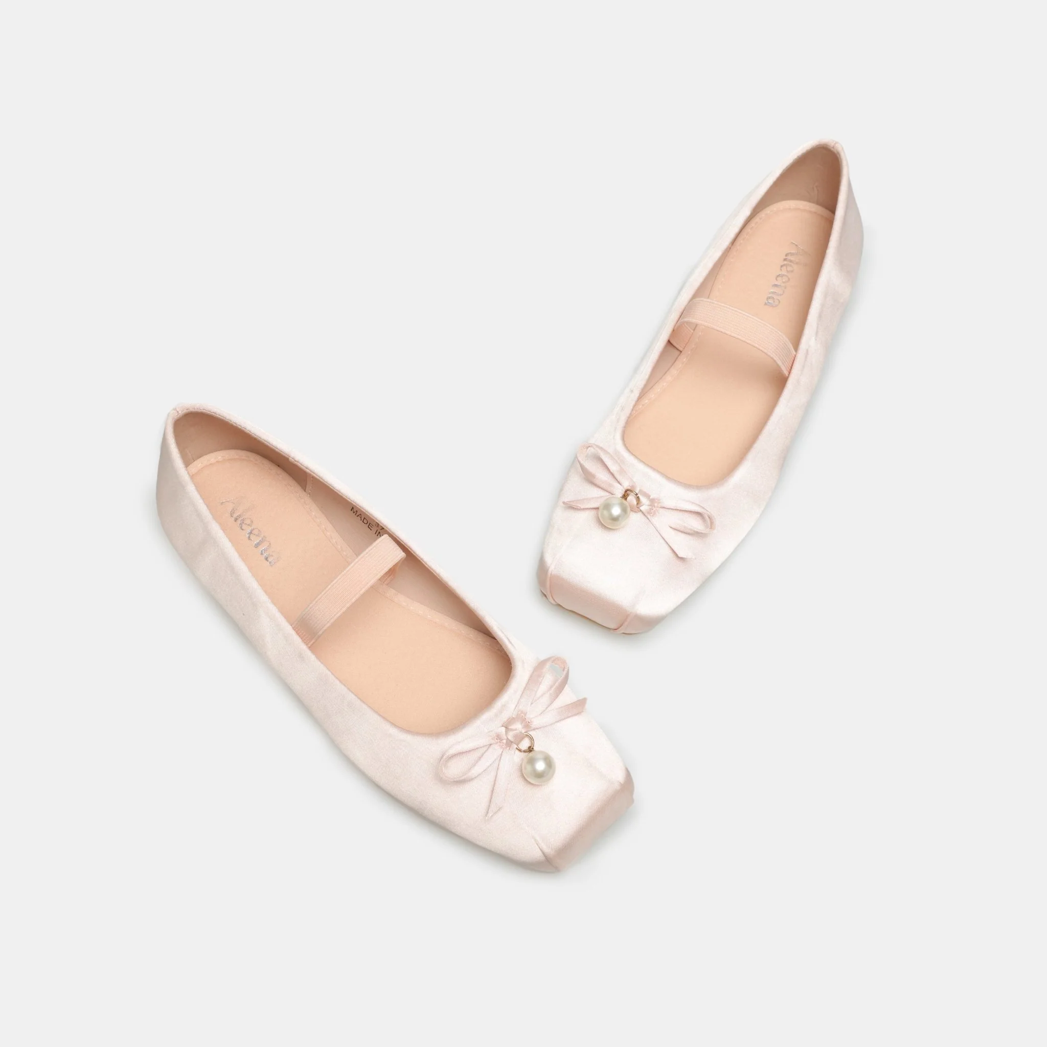 Pink Satin Bow Ballet Flats - Image 2