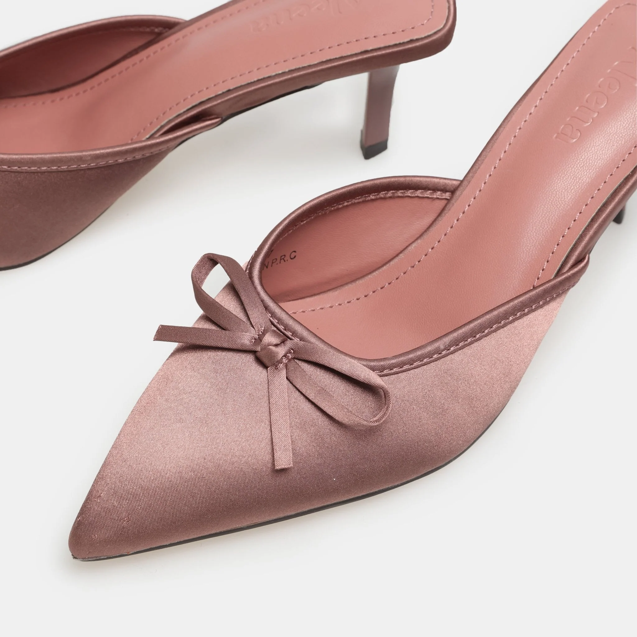 Pink Satin Bow Mules