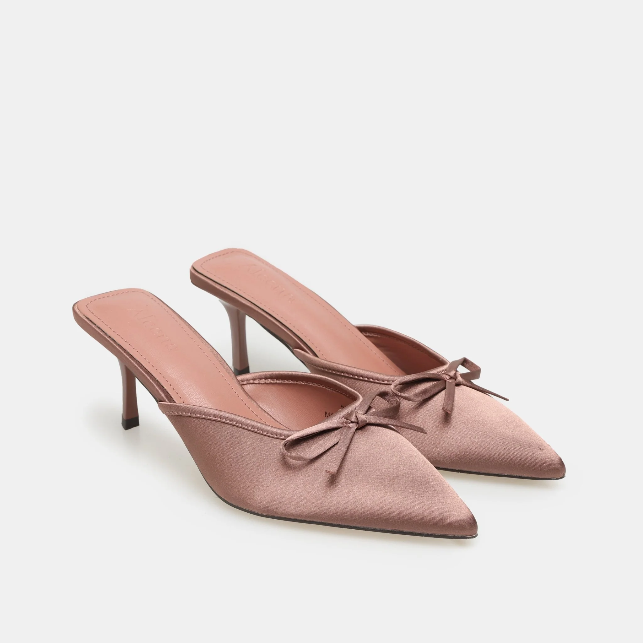 Pink Satin Bow Mules - Image 3