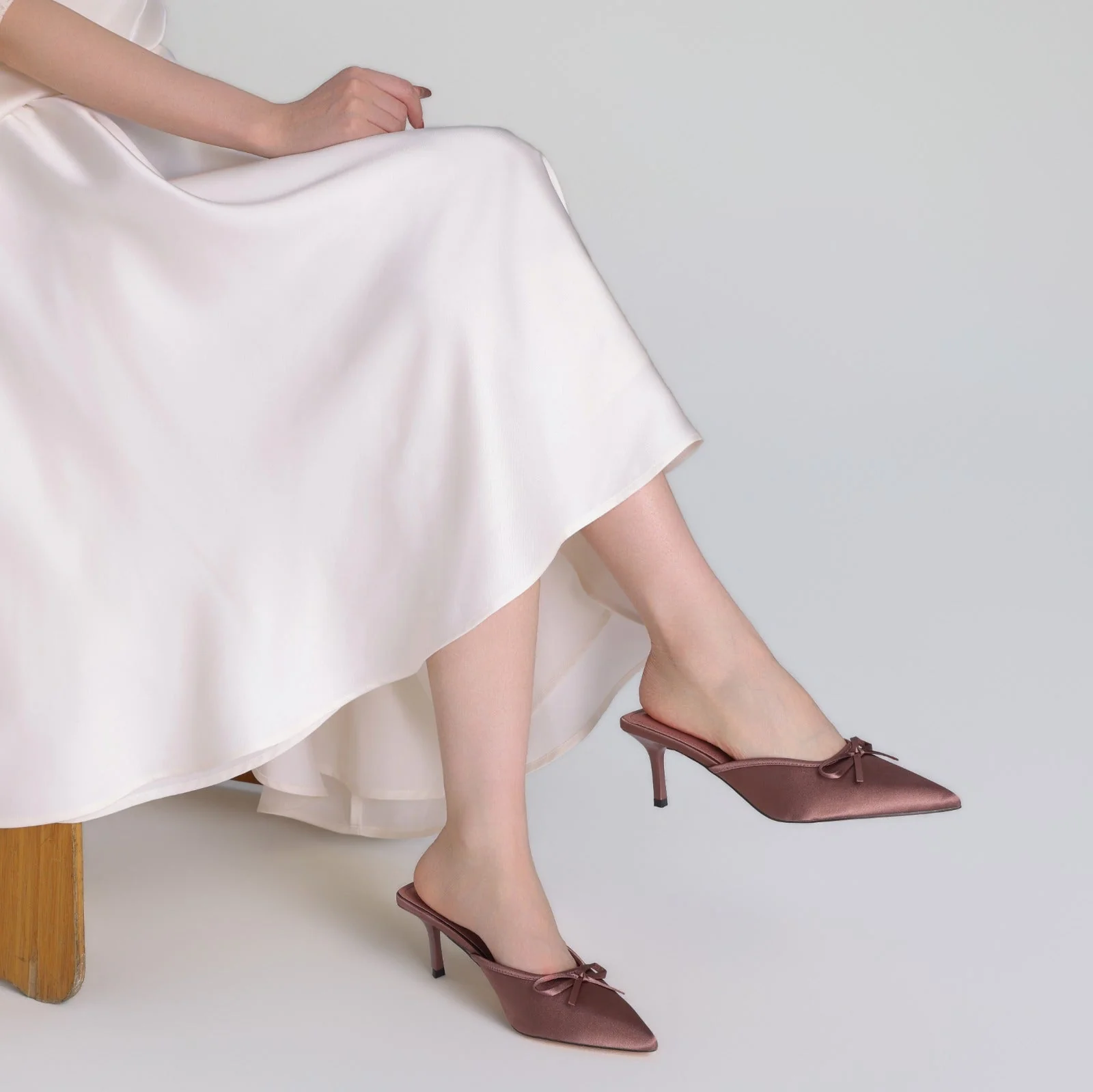 Pink Satin Bow Mules - Image 5