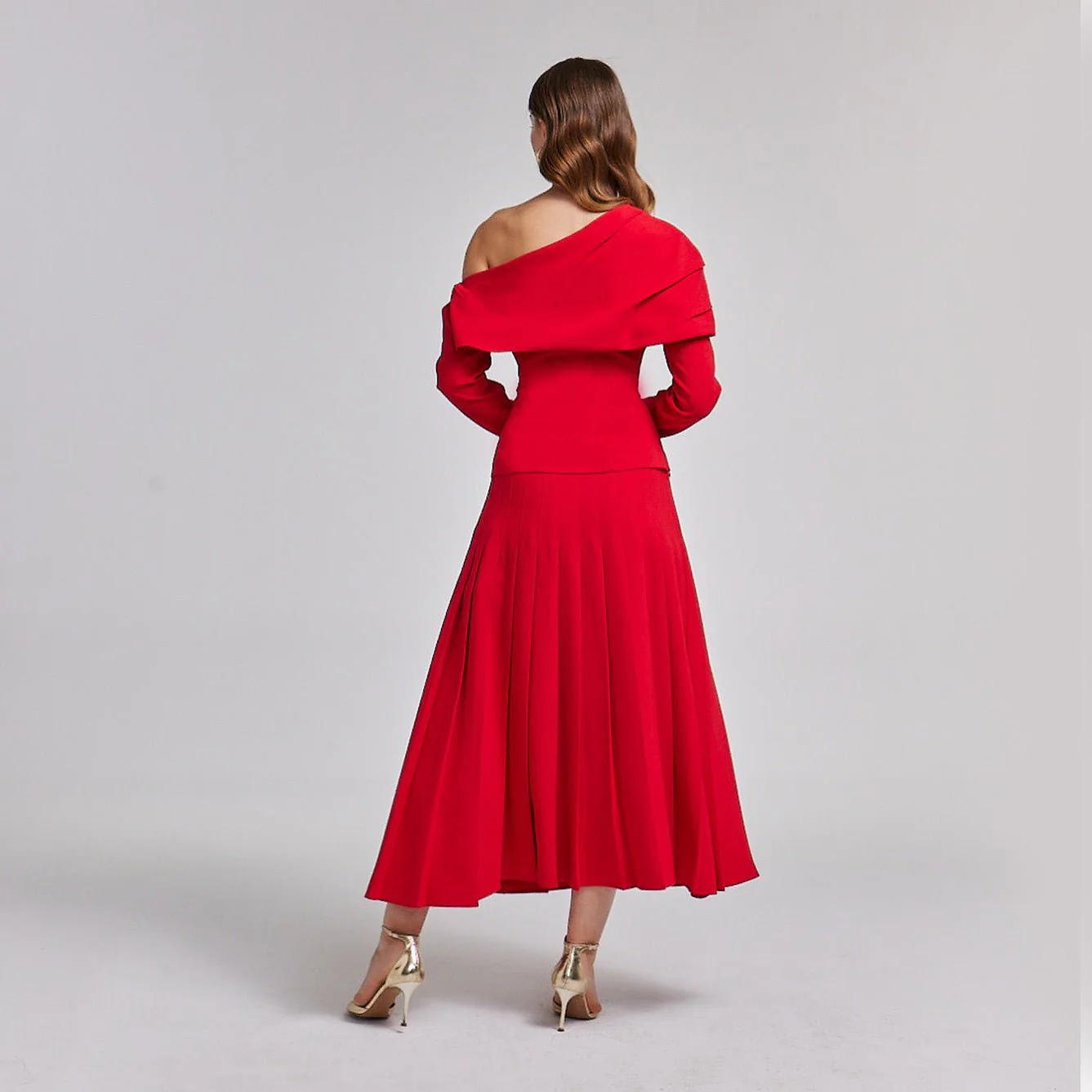 Pleated Crepe Maxi Skirt - Image 3