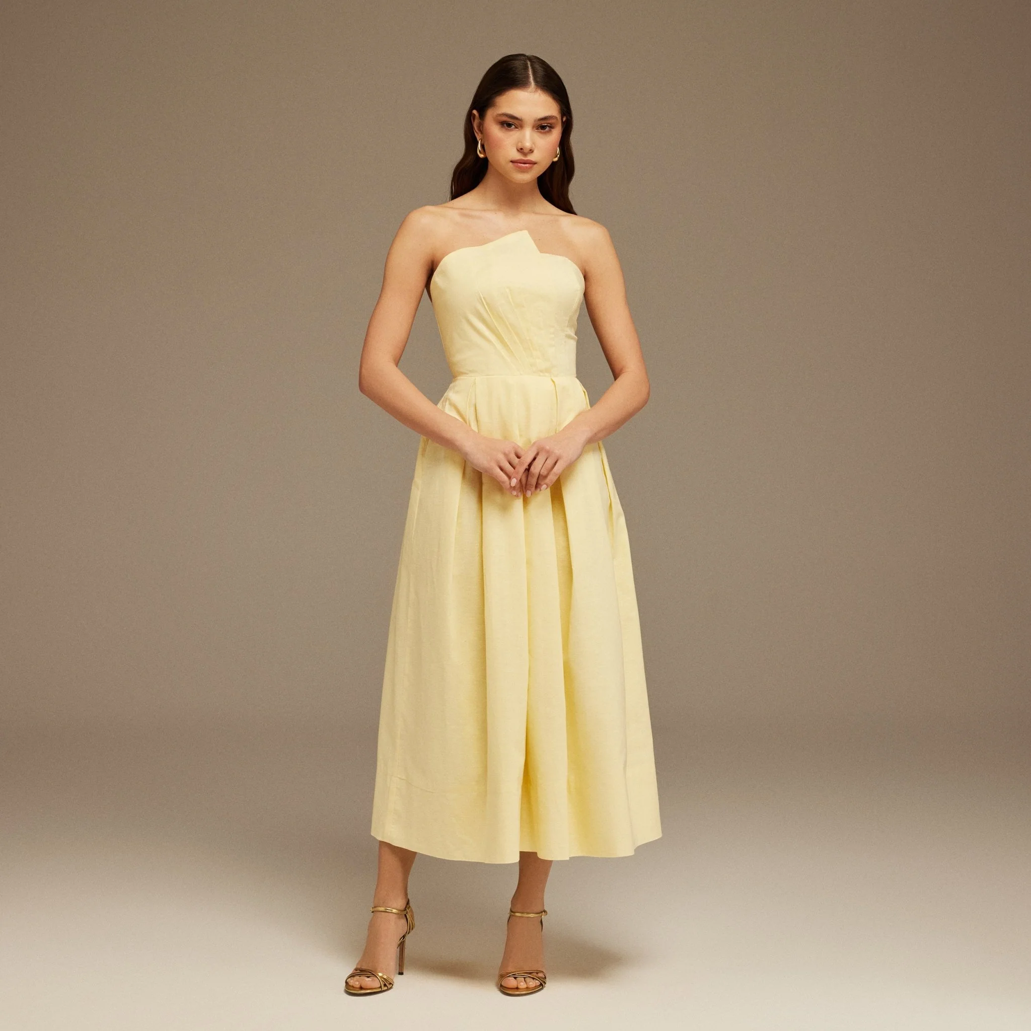 Pleated Sleeveless Midi Dress