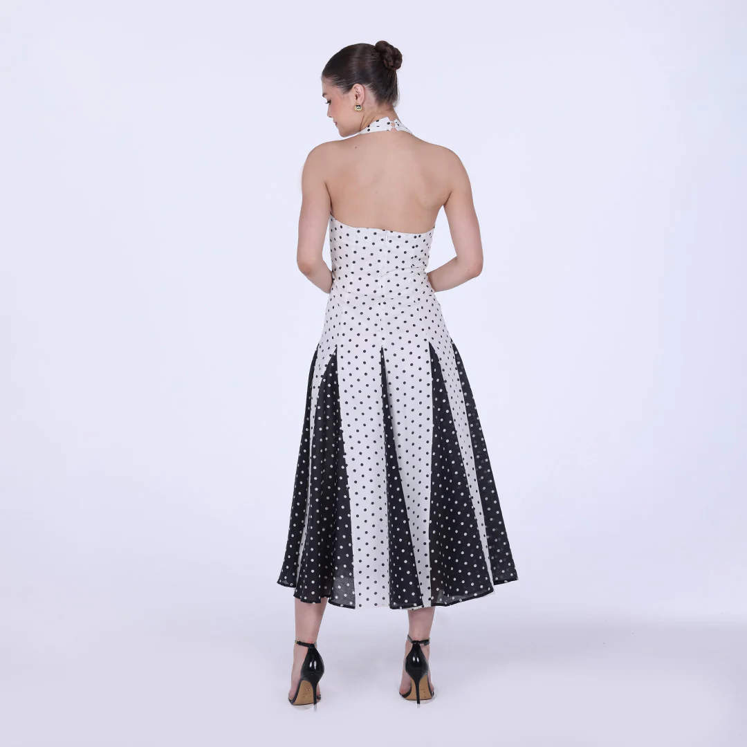 Polka Dot Flared Cotton Maxi Dress - Image 4