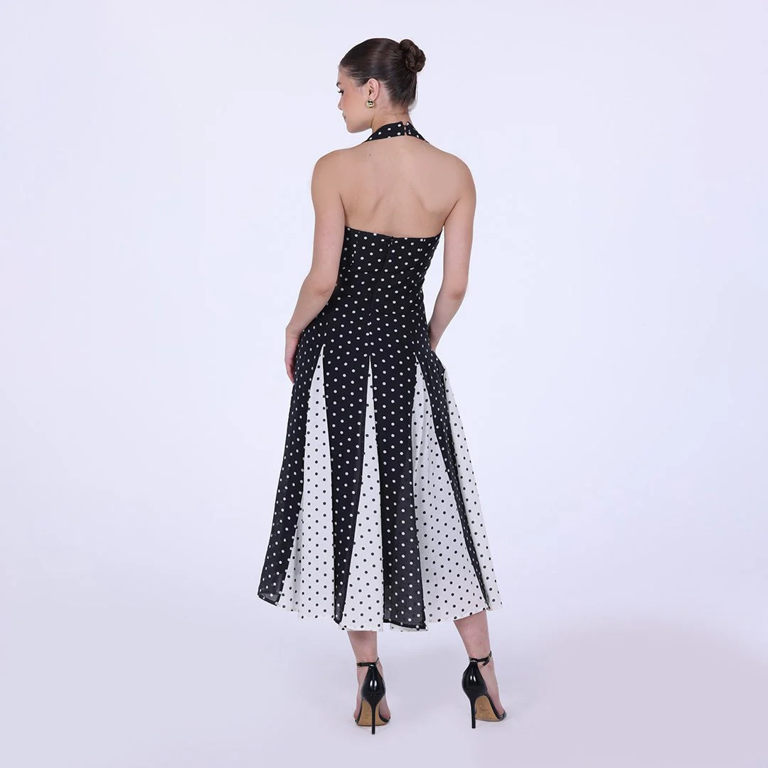 Polka Dot Flared Cotton Maxi Dress - Image 8