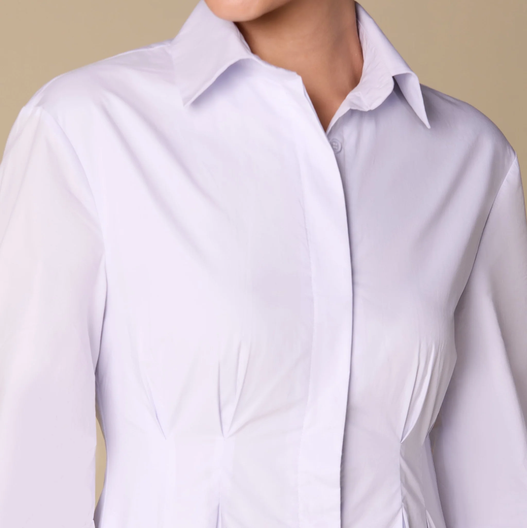 Poplin Pleated Maxi Shirt Dress with Hidden Buttons - Image 3