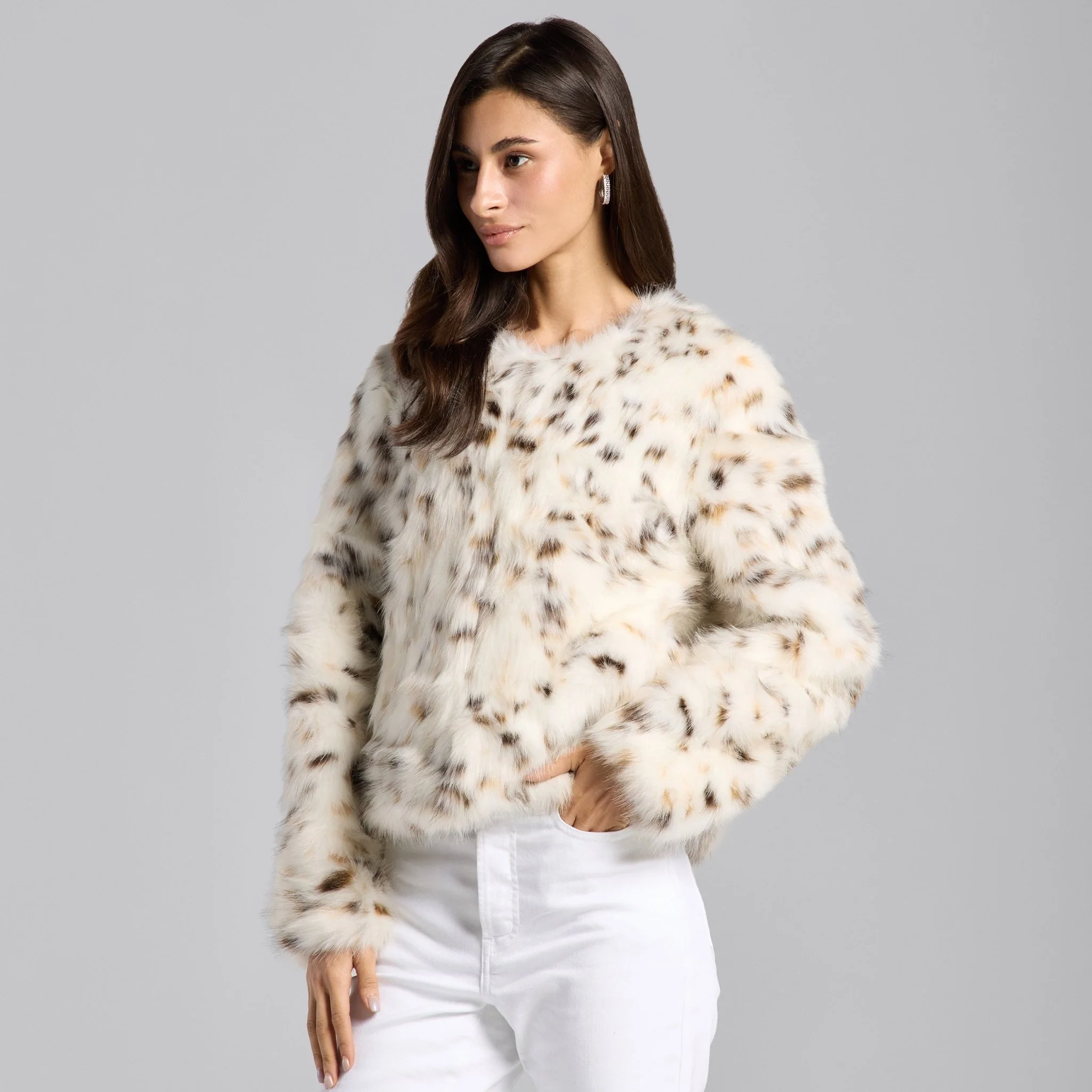 Faux Bobcat Fur Jacket - Image 3
