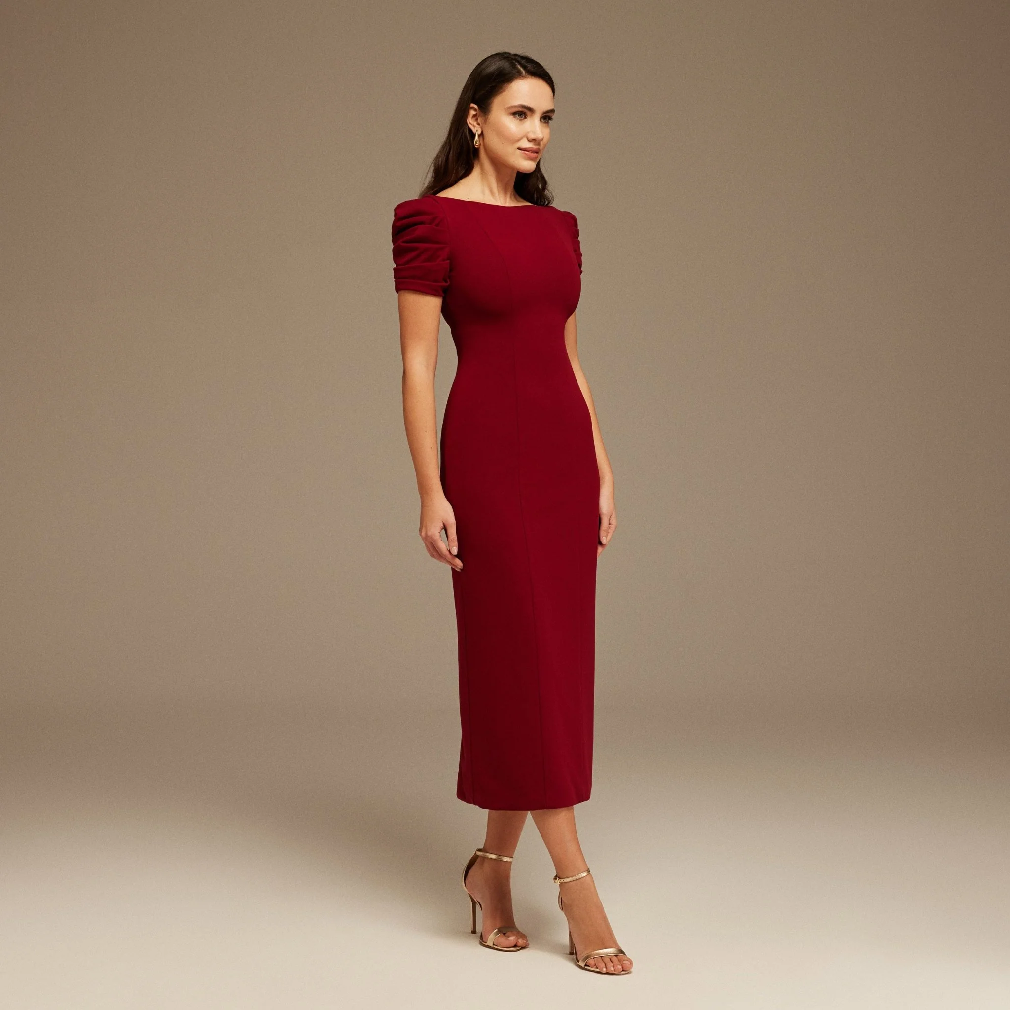 Puffy Short Sleeves Midi Dress - Image 2