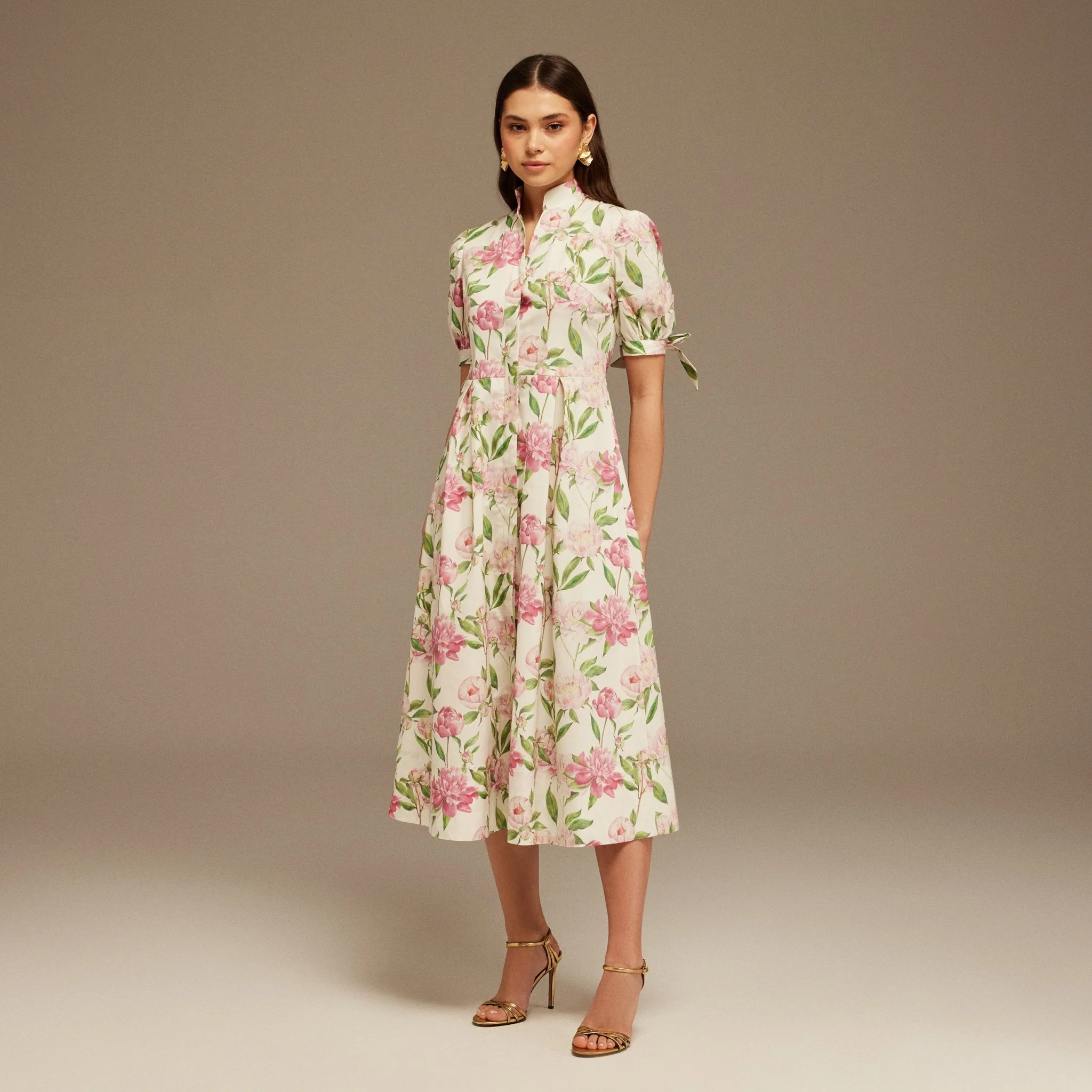 Puffy Sleeve Cotton Midi Dress - Image 2