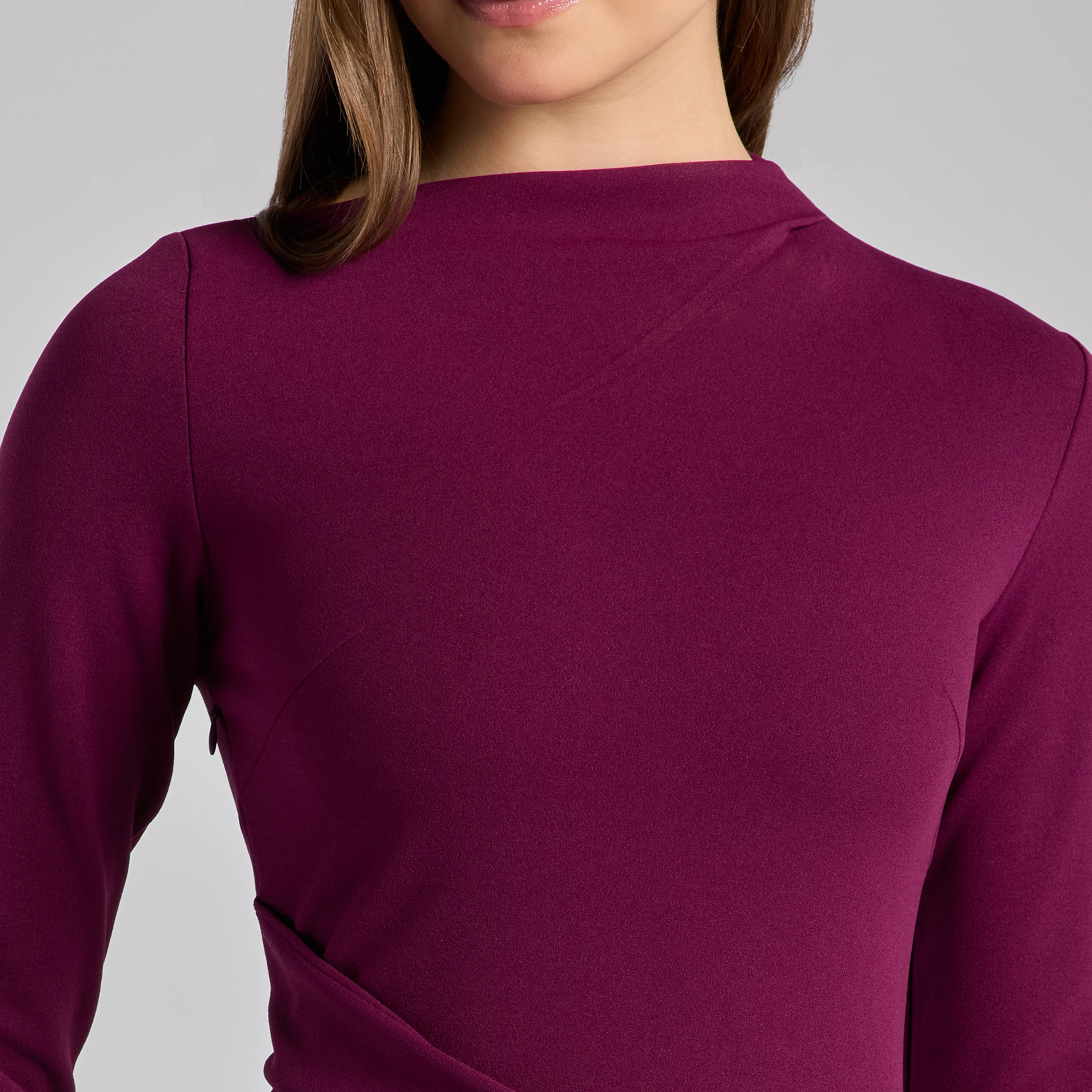 Purple Crepe Asymmetric Dress - Image 3
