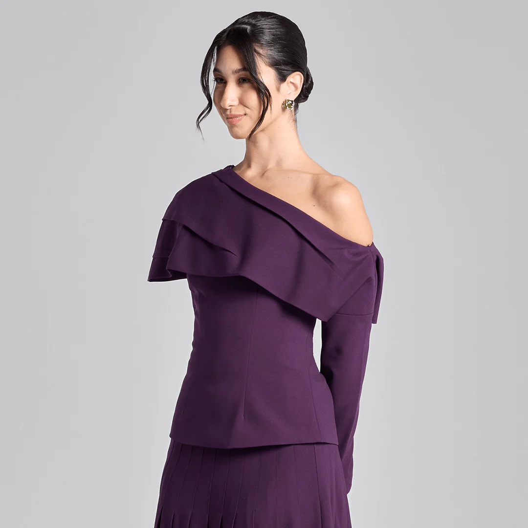 Purple Dropped Shoulder Long Sleeve Top - Image 3