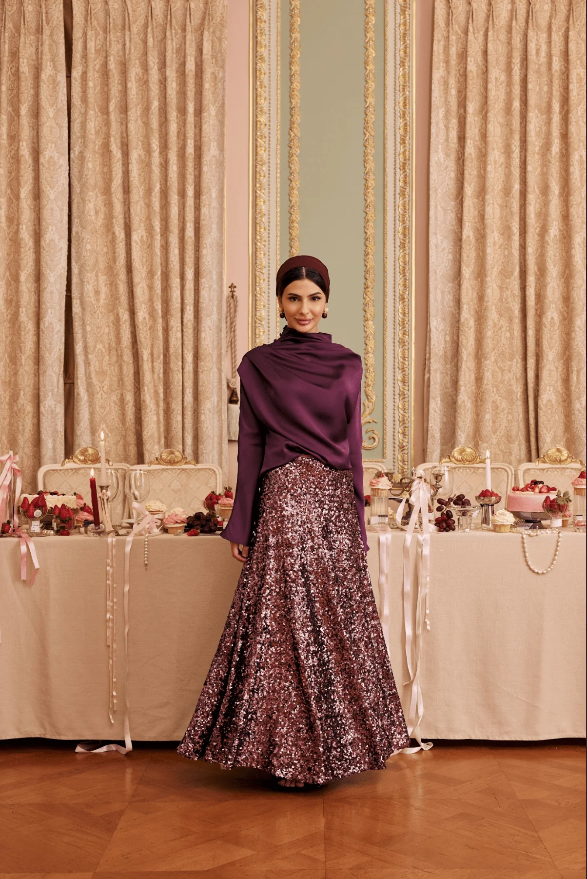 Purple Sequin Maxi Skirt
