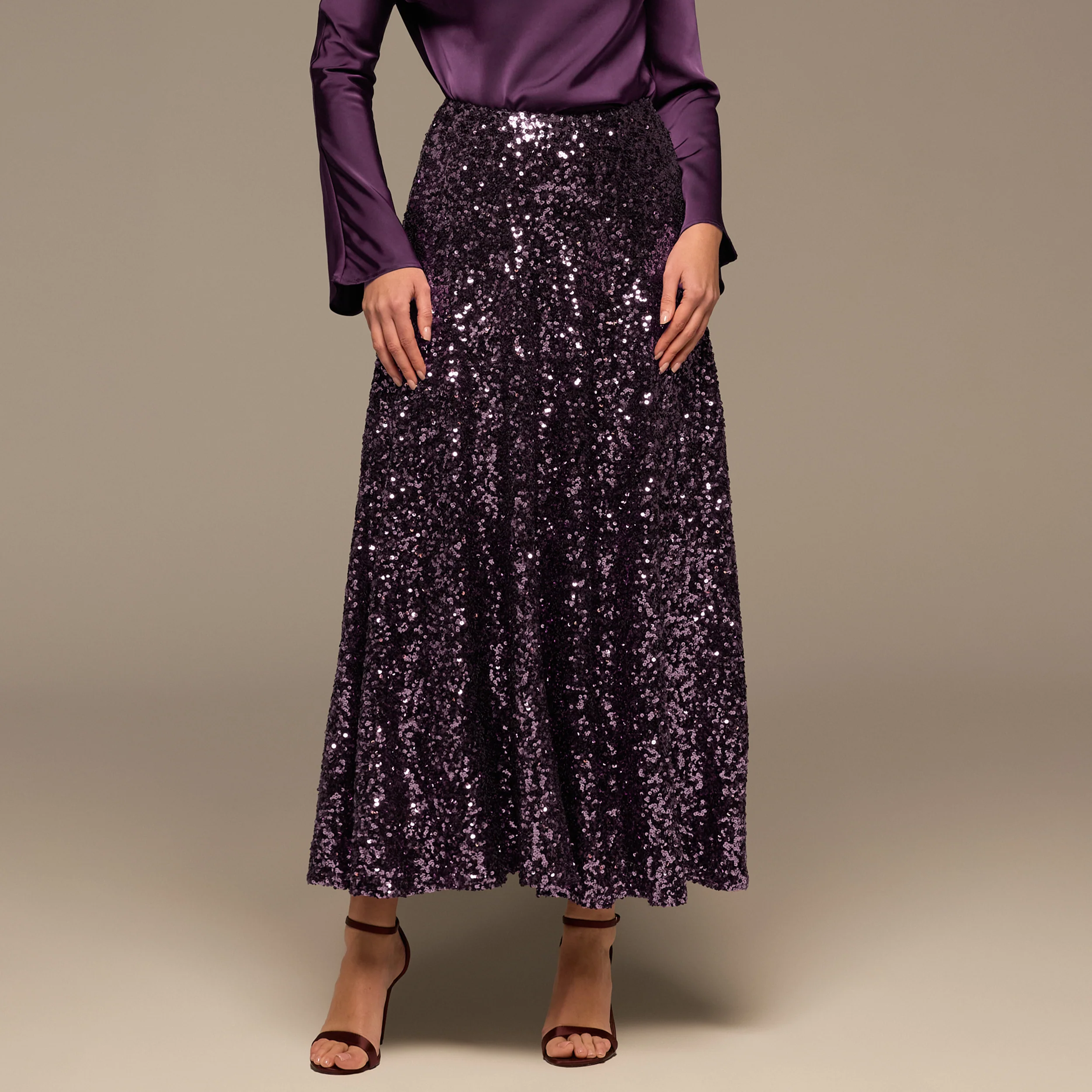 Purple Sequin Maxi Skirt - Image 2