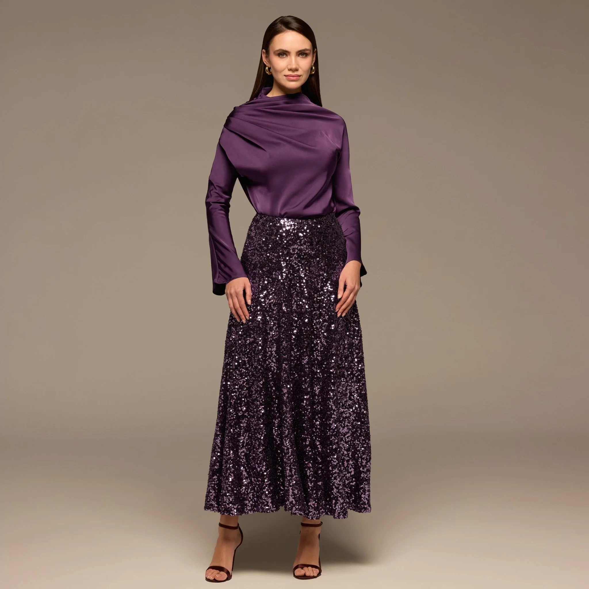 Purple Sequin Maxi Skirt - Image 3