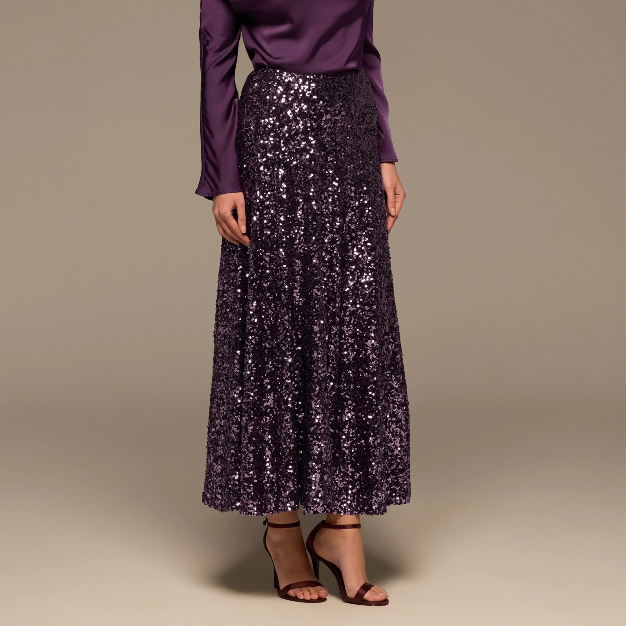 Purple Sequin Maxi Skirt - Image 4