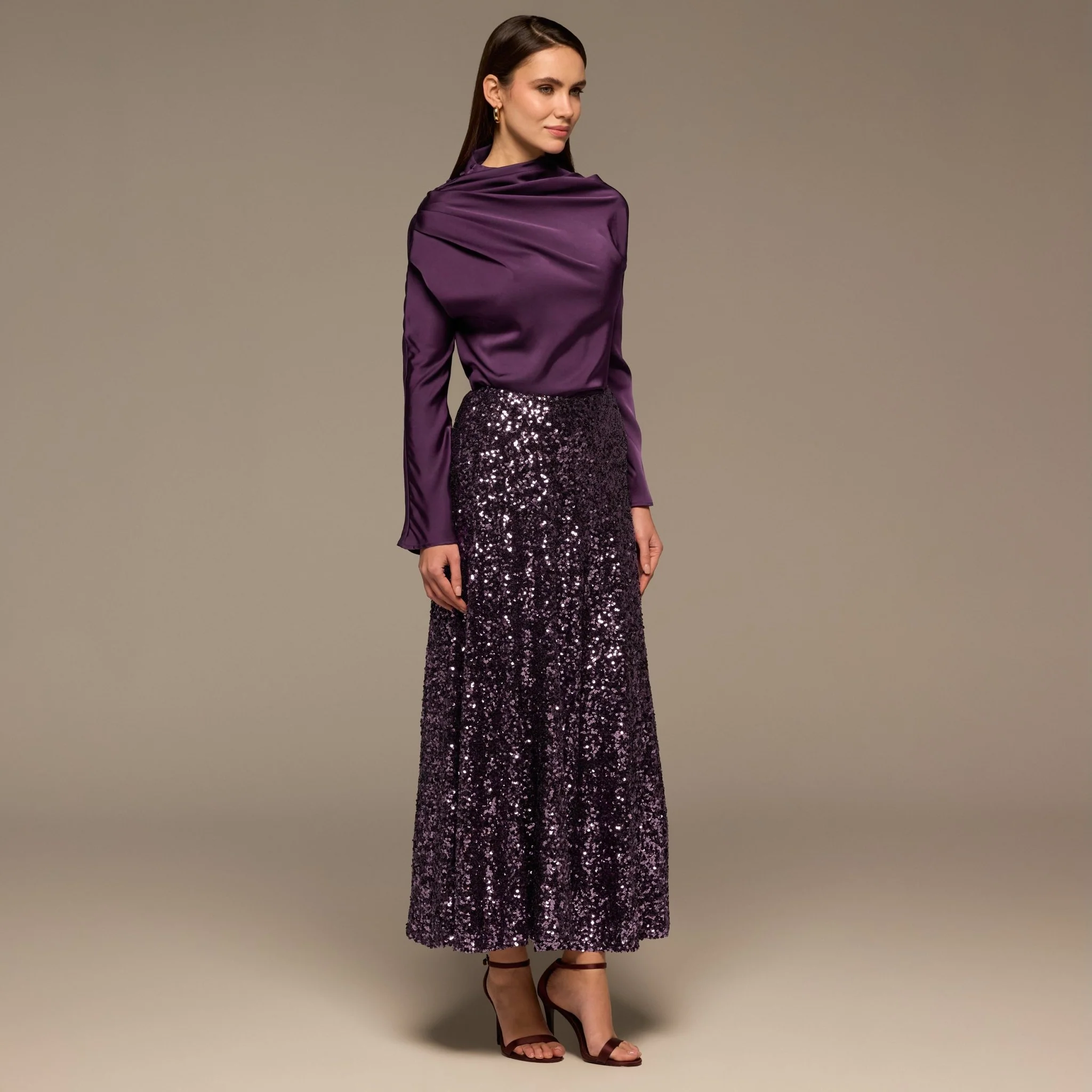Purple Sequin Maxi Skirt - Image 5