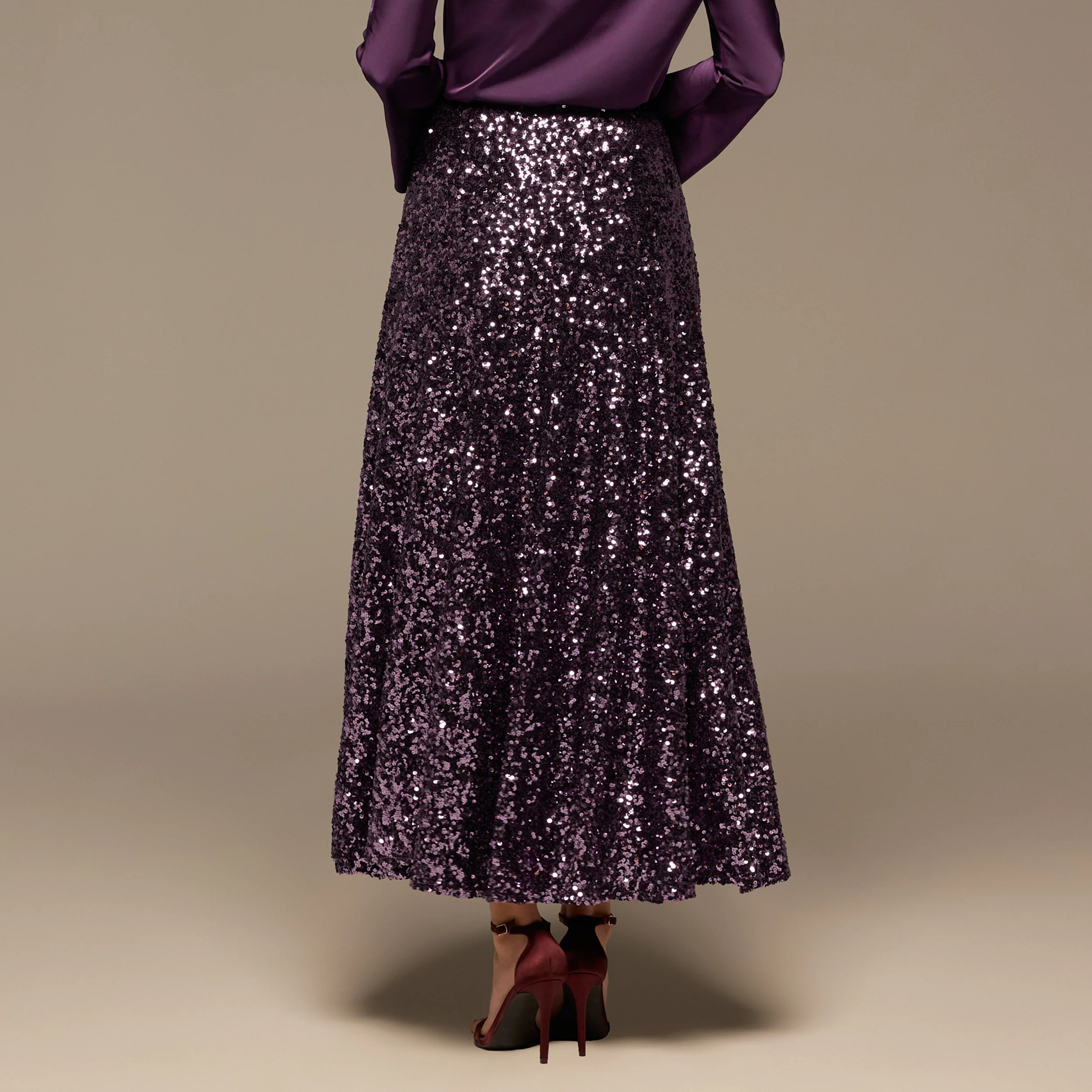 Purple Sequin Maxi Skirt - Image 6