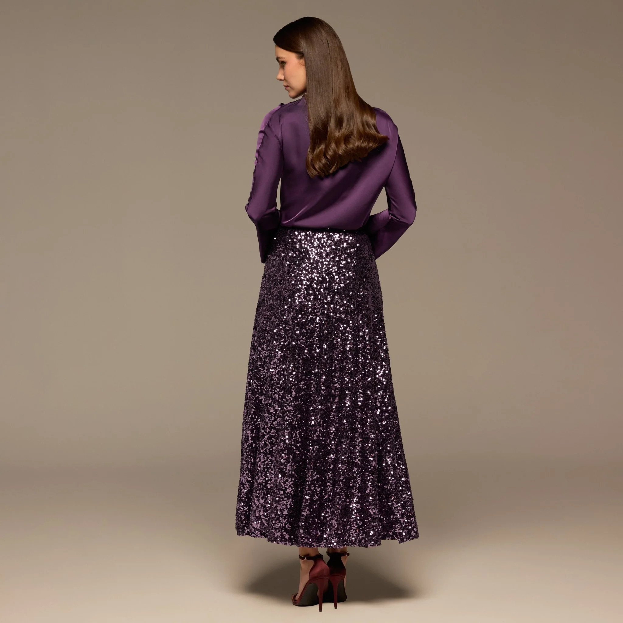 Purple Sequin Maxi Skirt - Image 7