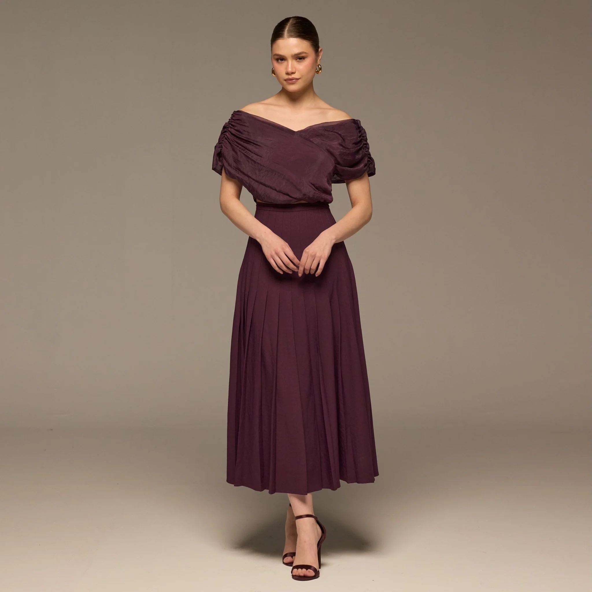 Purple Off Shoulder Organza Blouse - Image 2