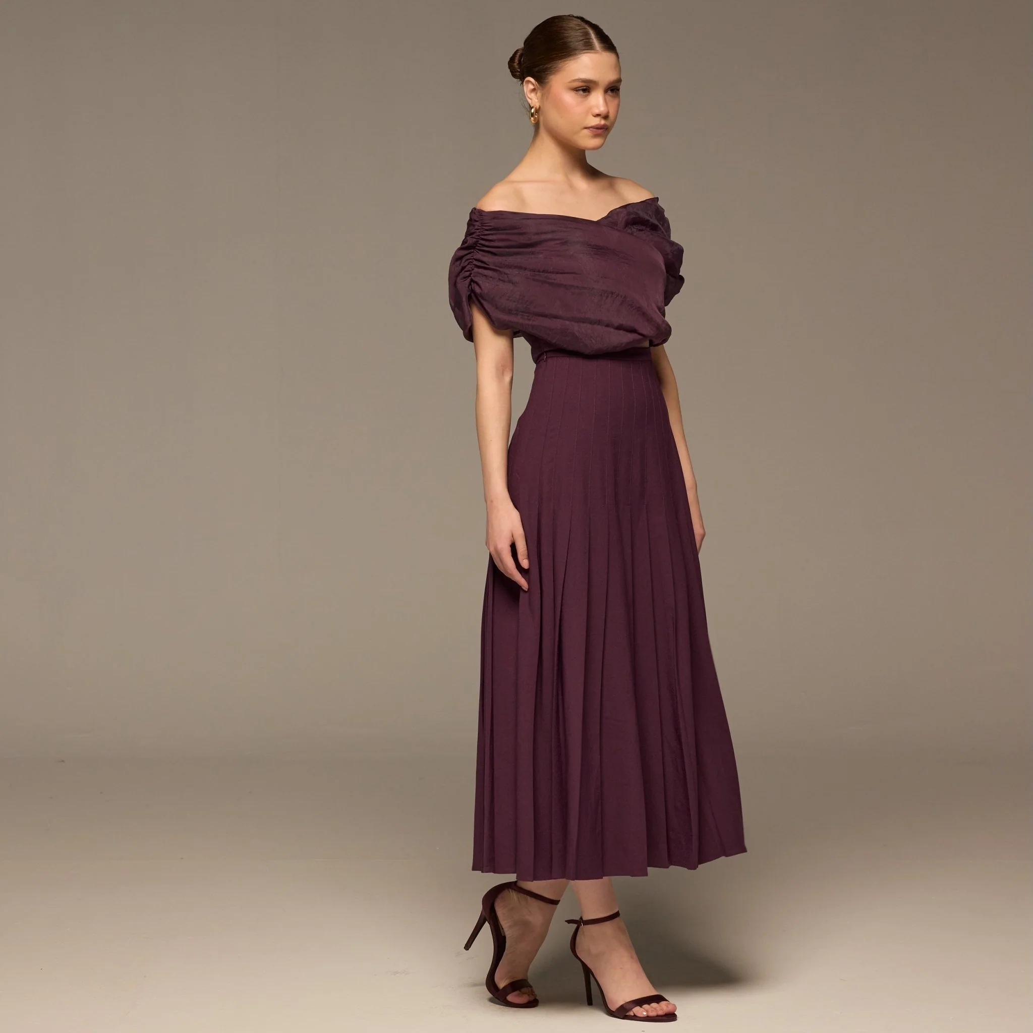 Purple Off Shoulder Organza Blouse - Image 6