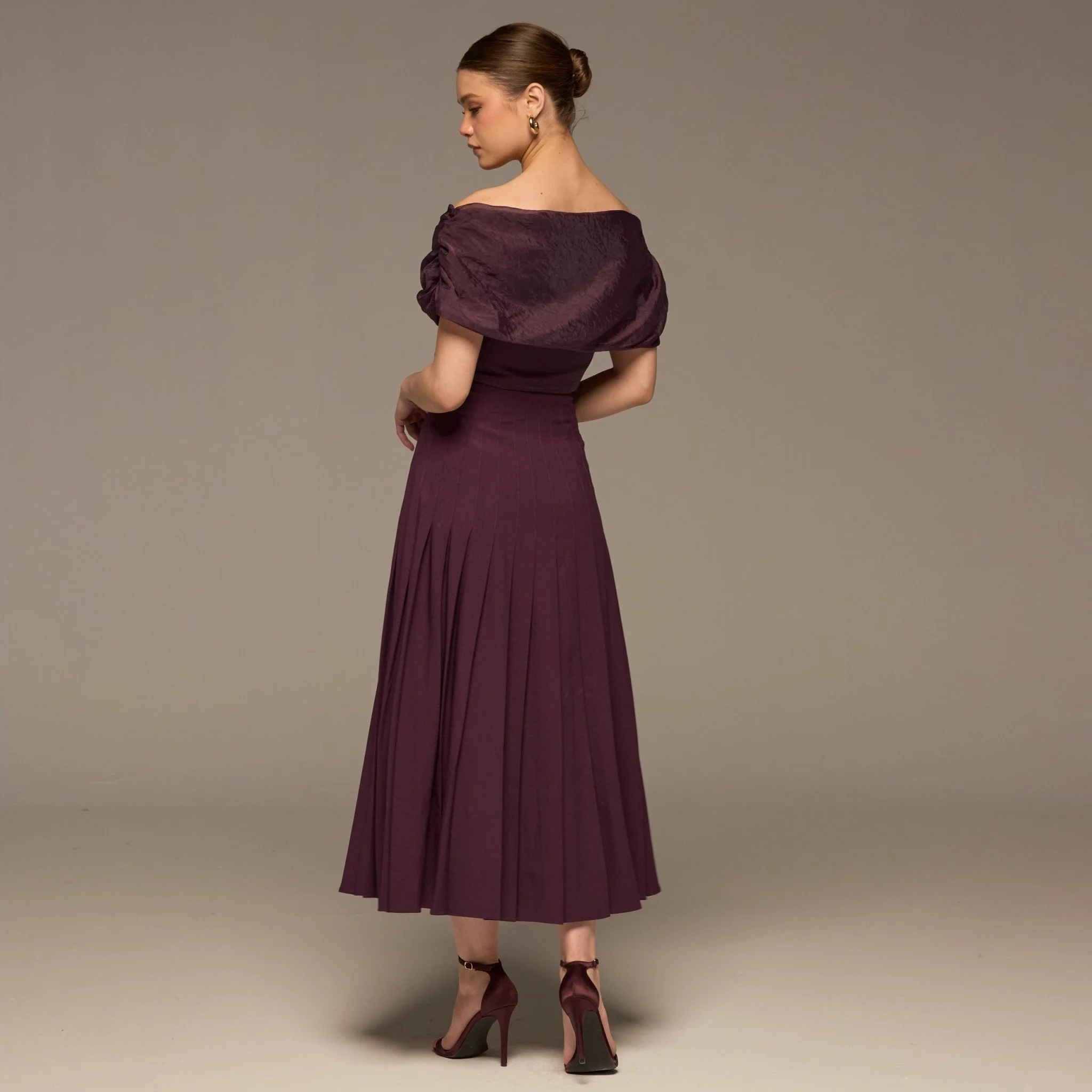 Purple Off Shoulder Organza Blouse - Image 8