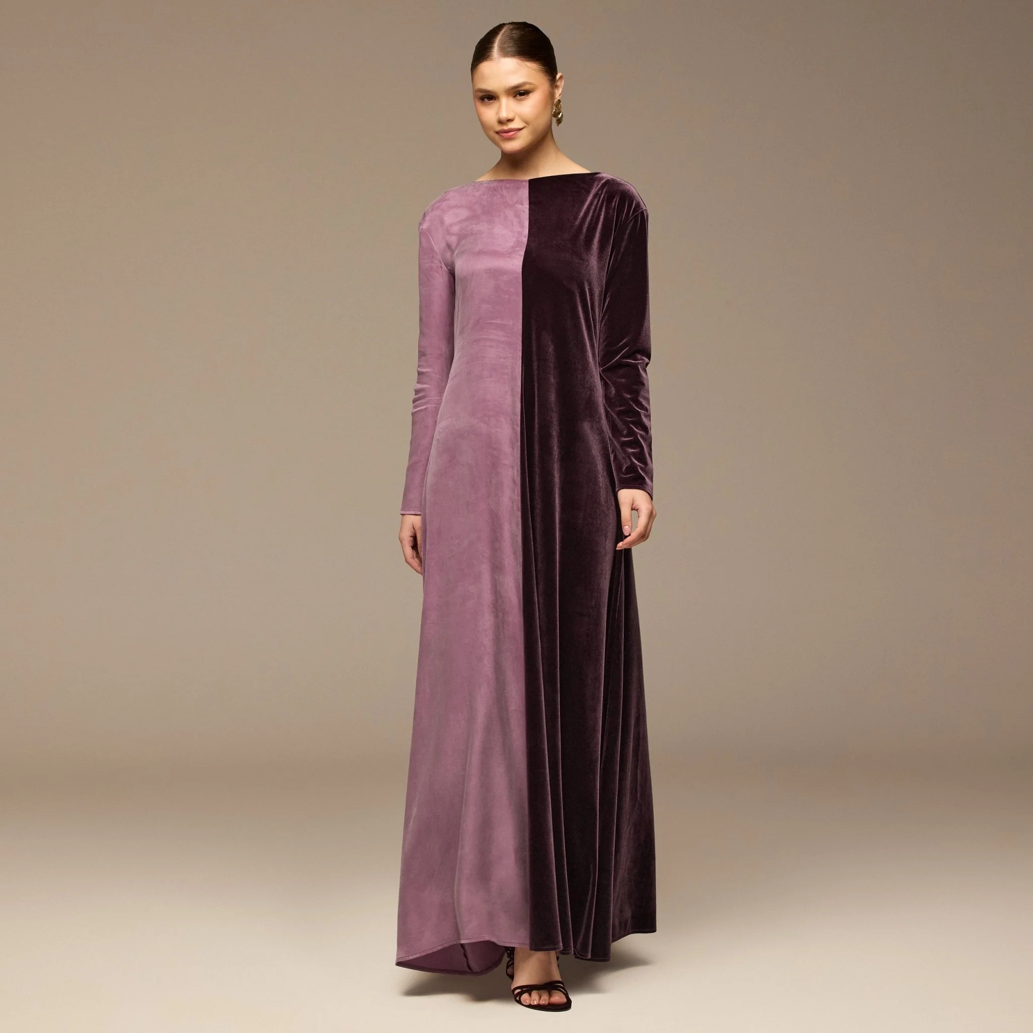Purple Two Tone Velvet-Cupro Maxi kaftan - Image 2