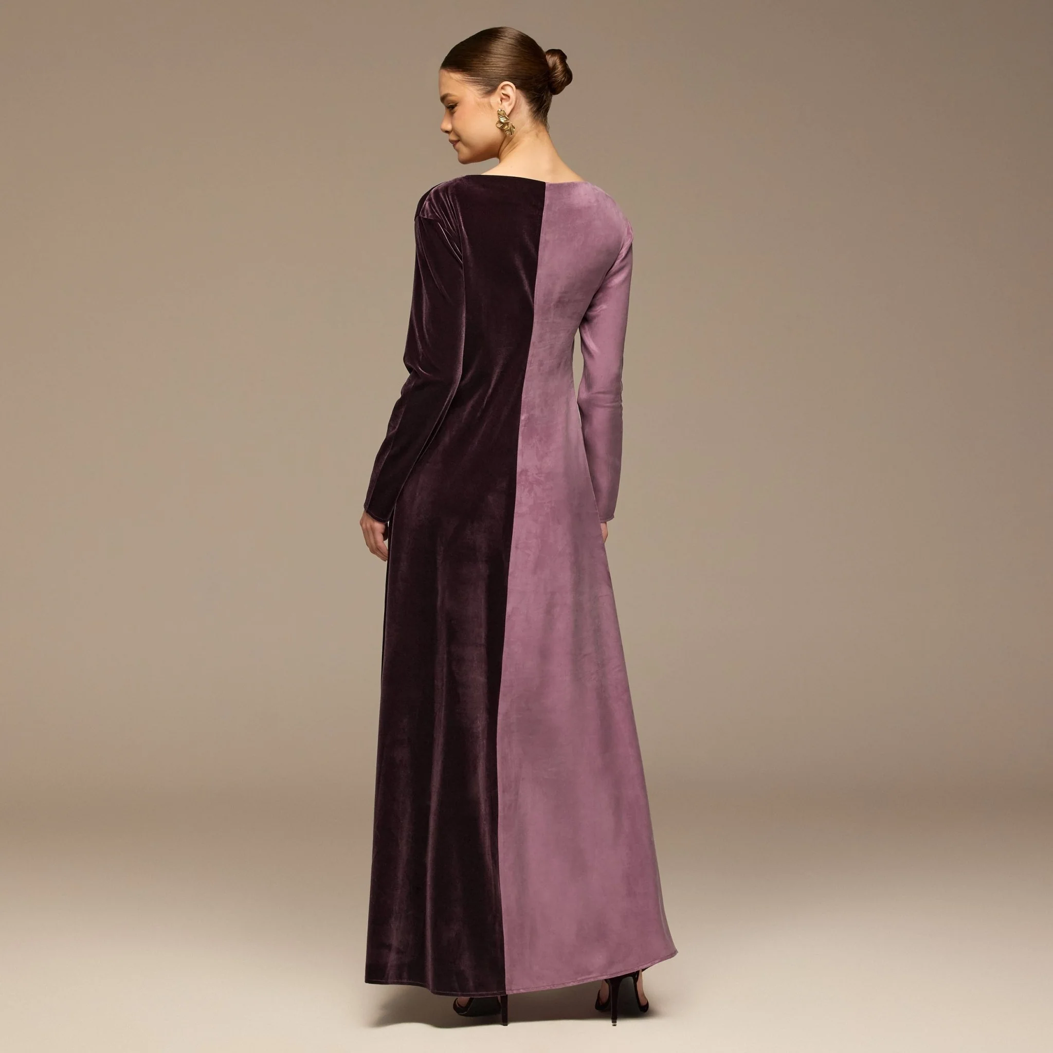 Purple Two Tone Velvet-Cupro Maxi kaftan - Image 4