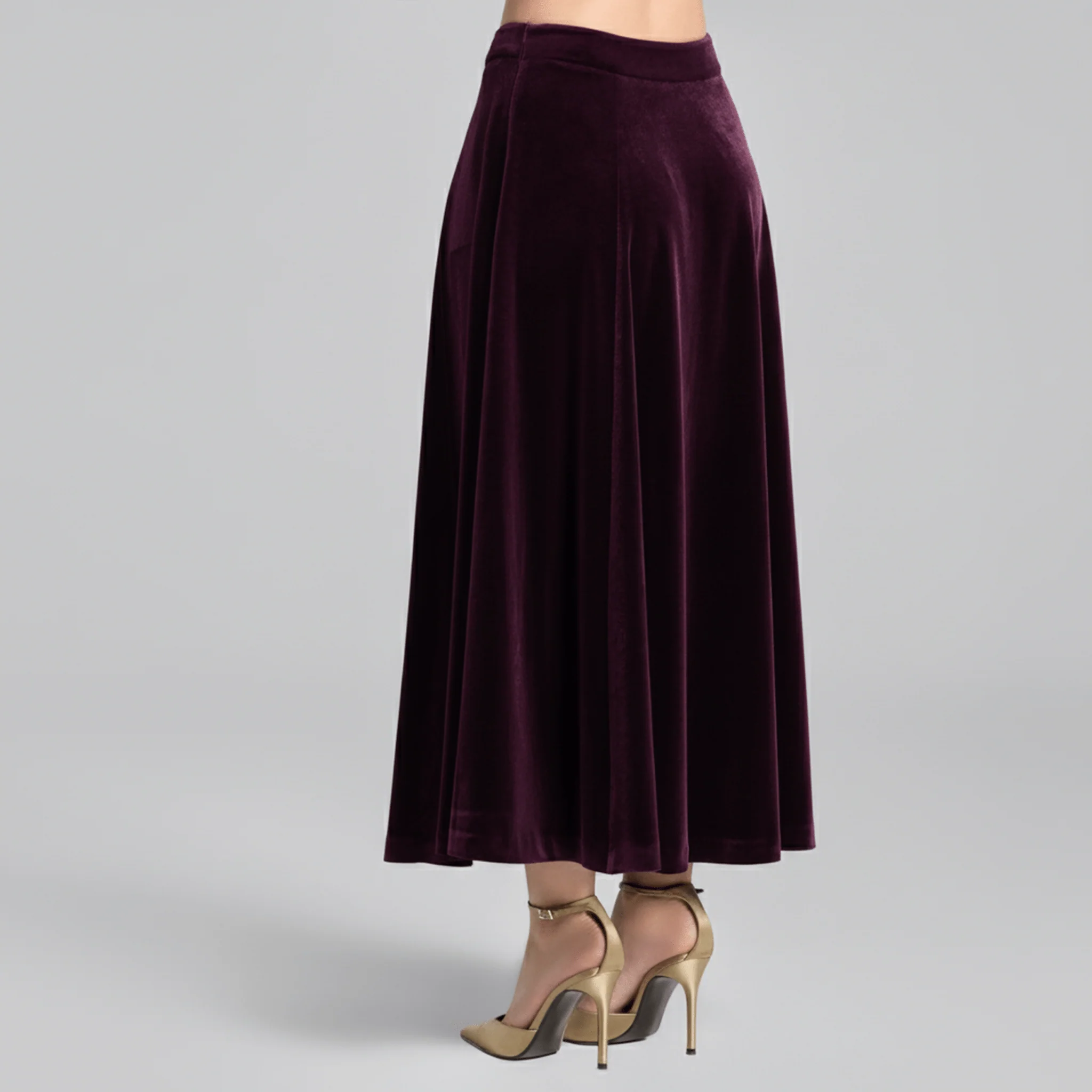 Purple A Line Velvet Midi Skirt - Image 3