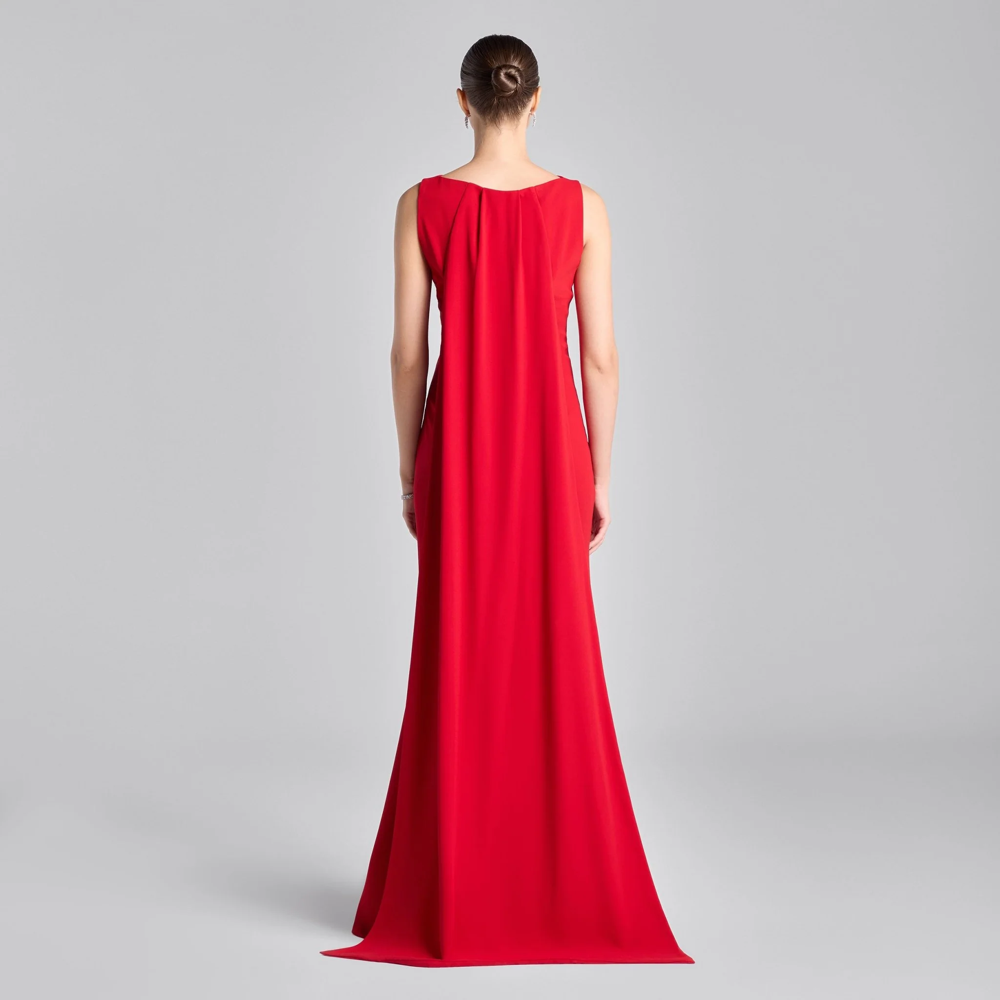 Red Back Scarf Crepe Maxi Dress - Image 4