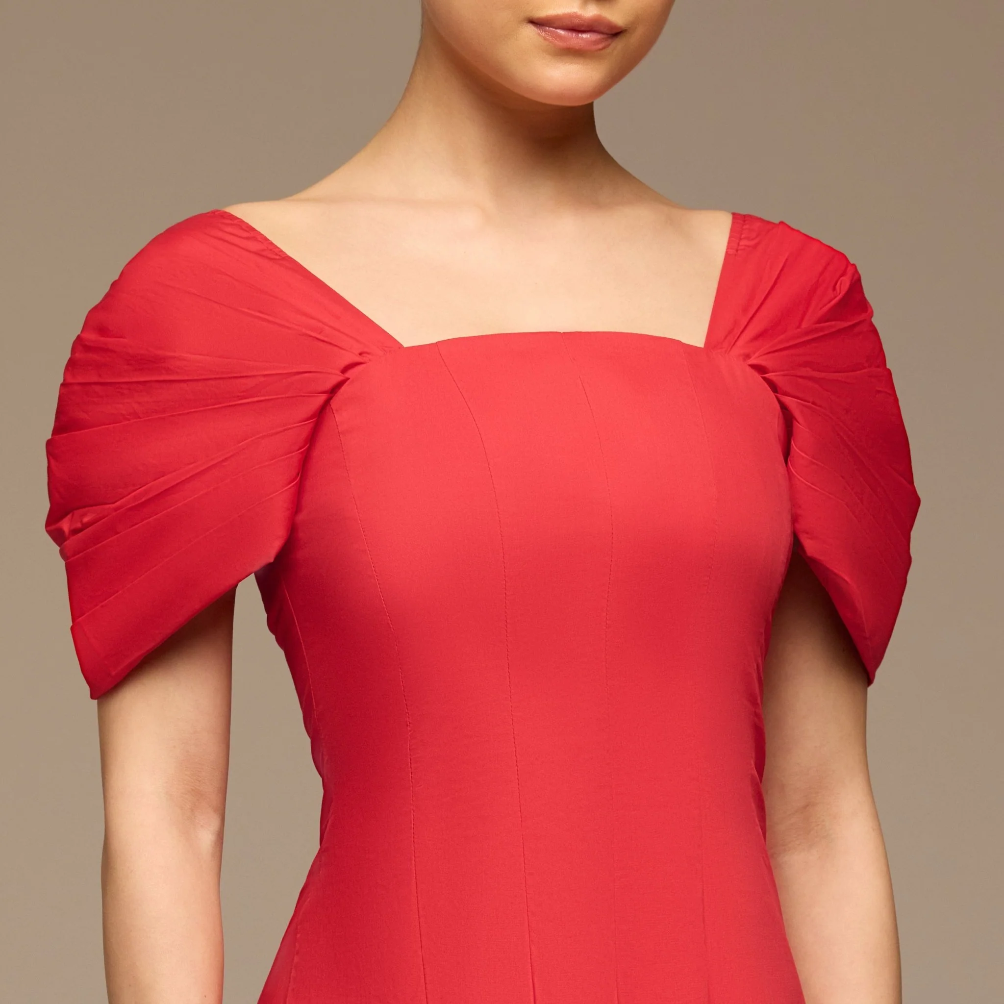 Red Puff Sleeve Cotton Maxi Dress - Image 3