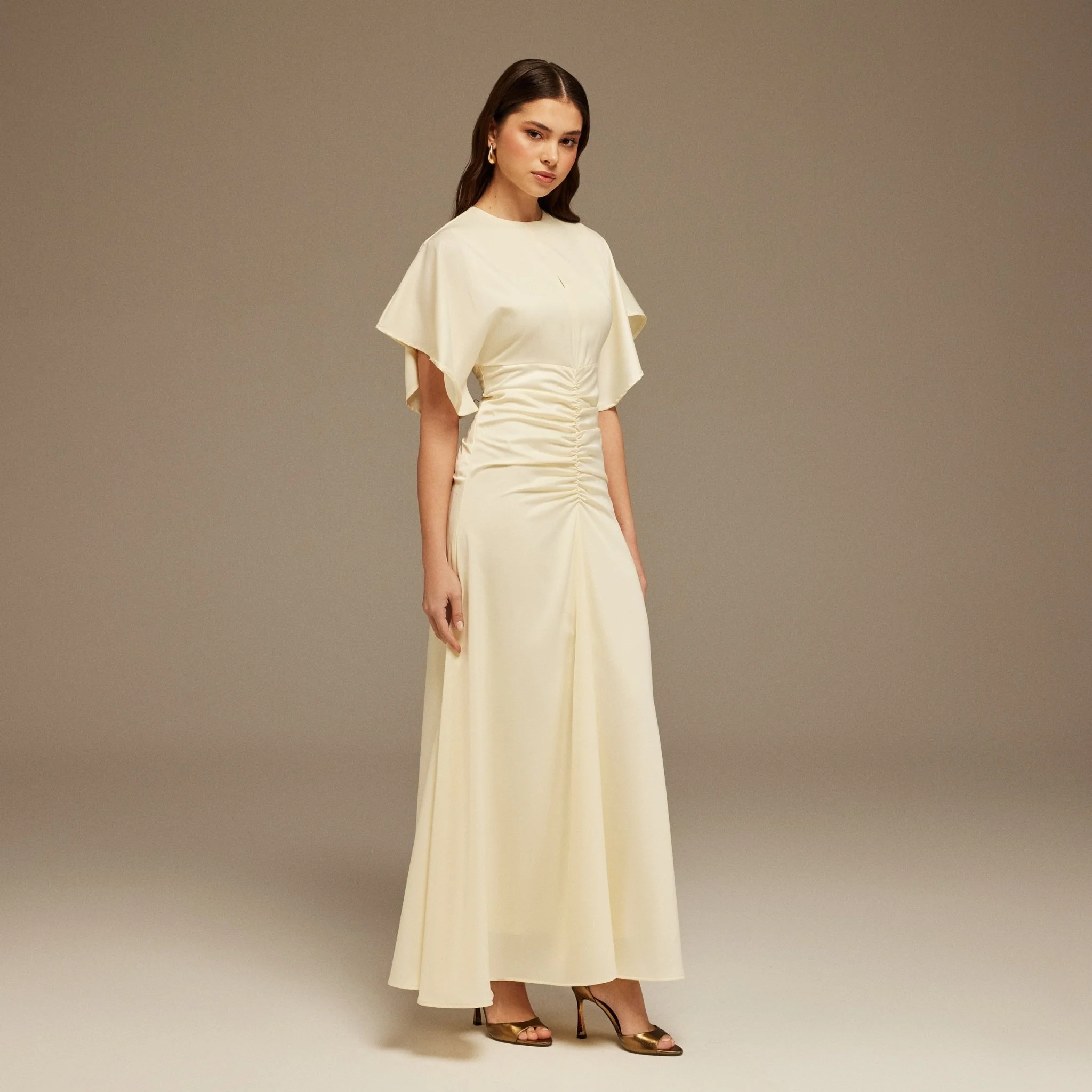Satin Maxi Dress with Ruched Details - Image 3
