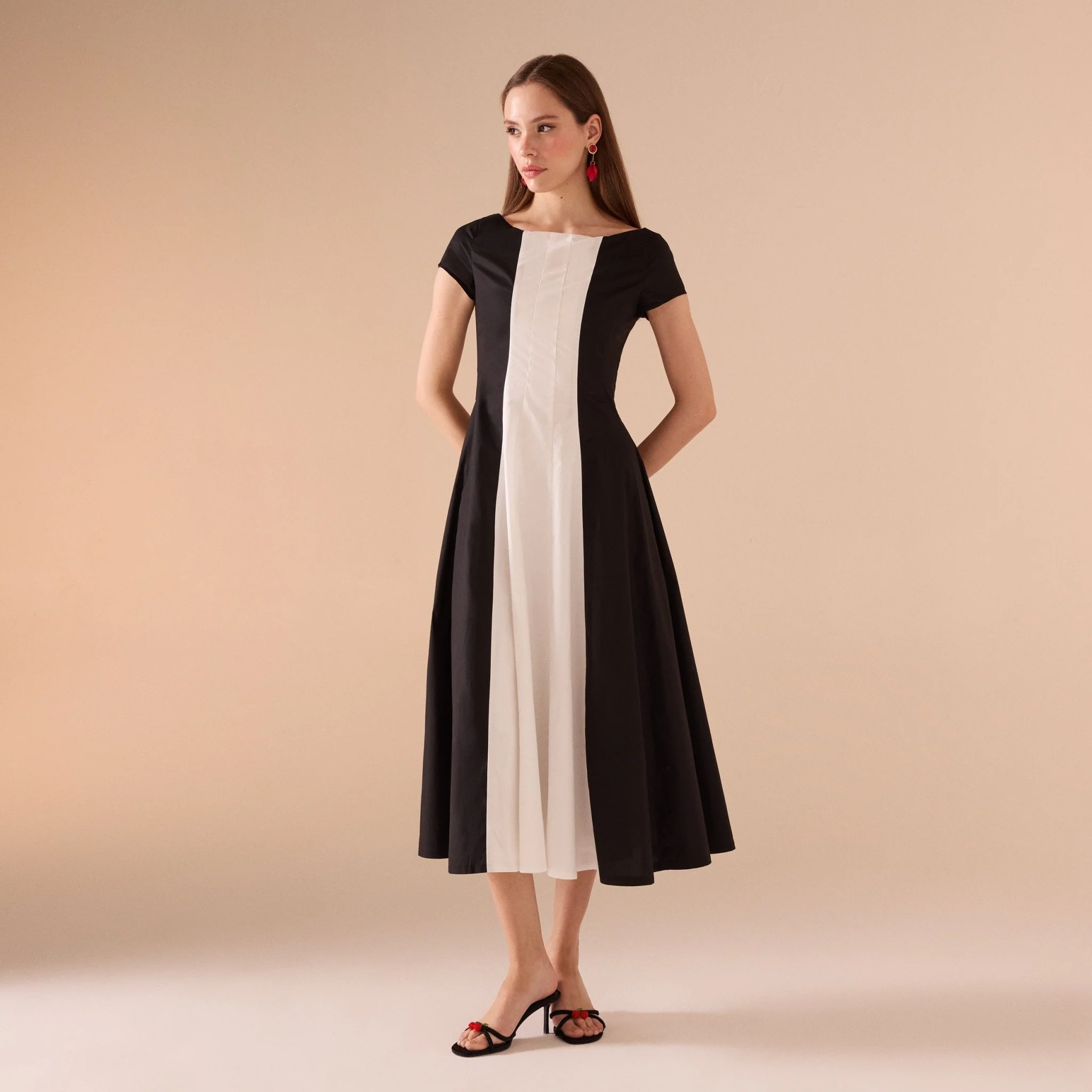 Short Sleeve Fitted Waist A-line Dress