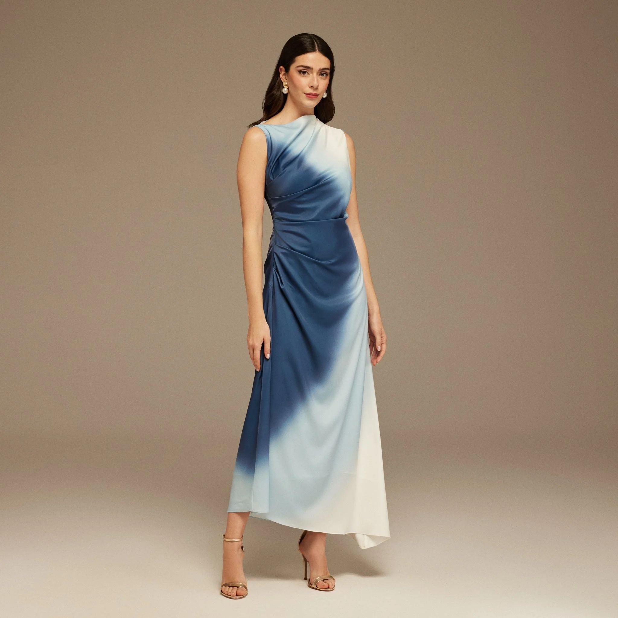 Ombre Sleeveless Gathered Waist Maxi Dress - Image 2