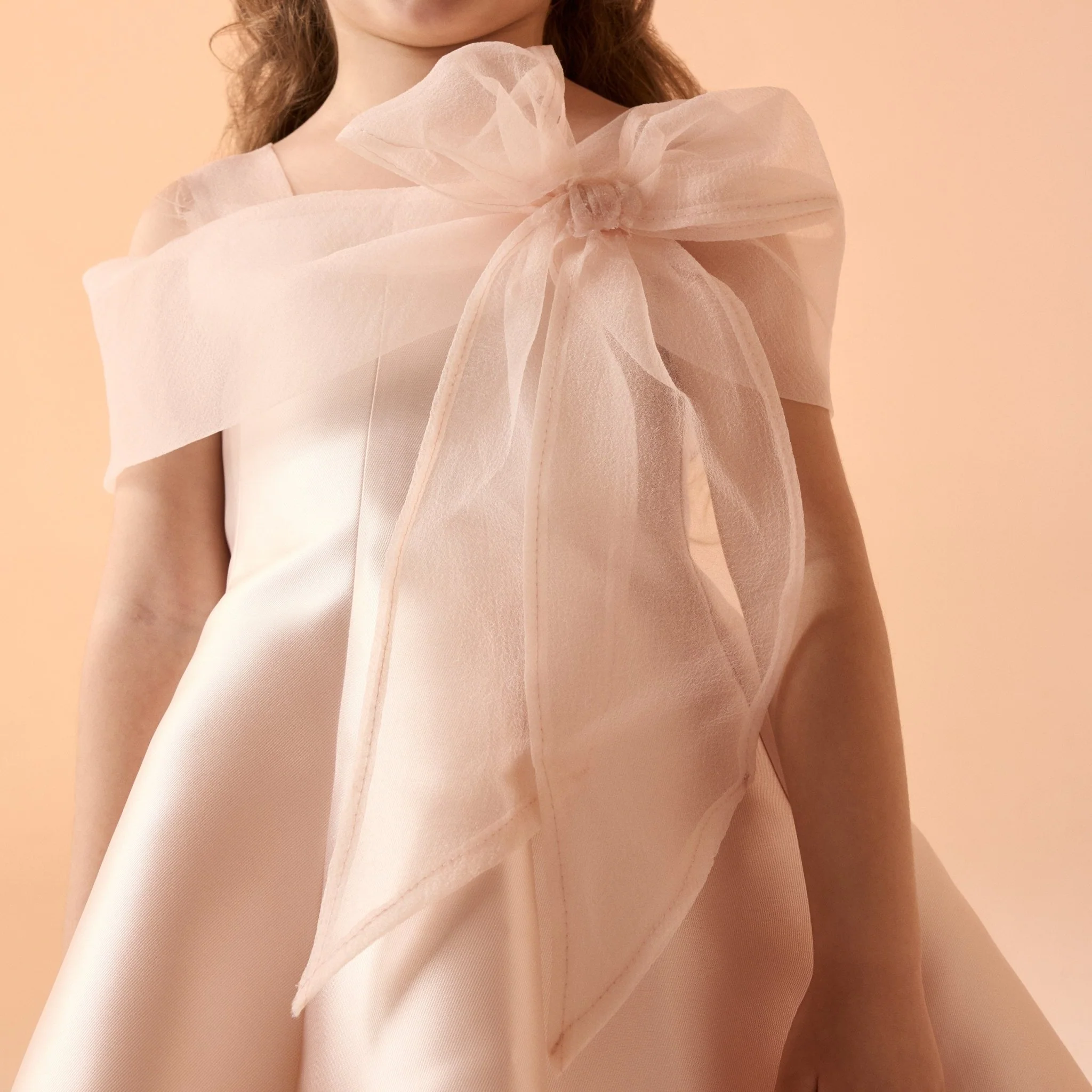 Nude Sleeveless Taffeta Dress - Image 4