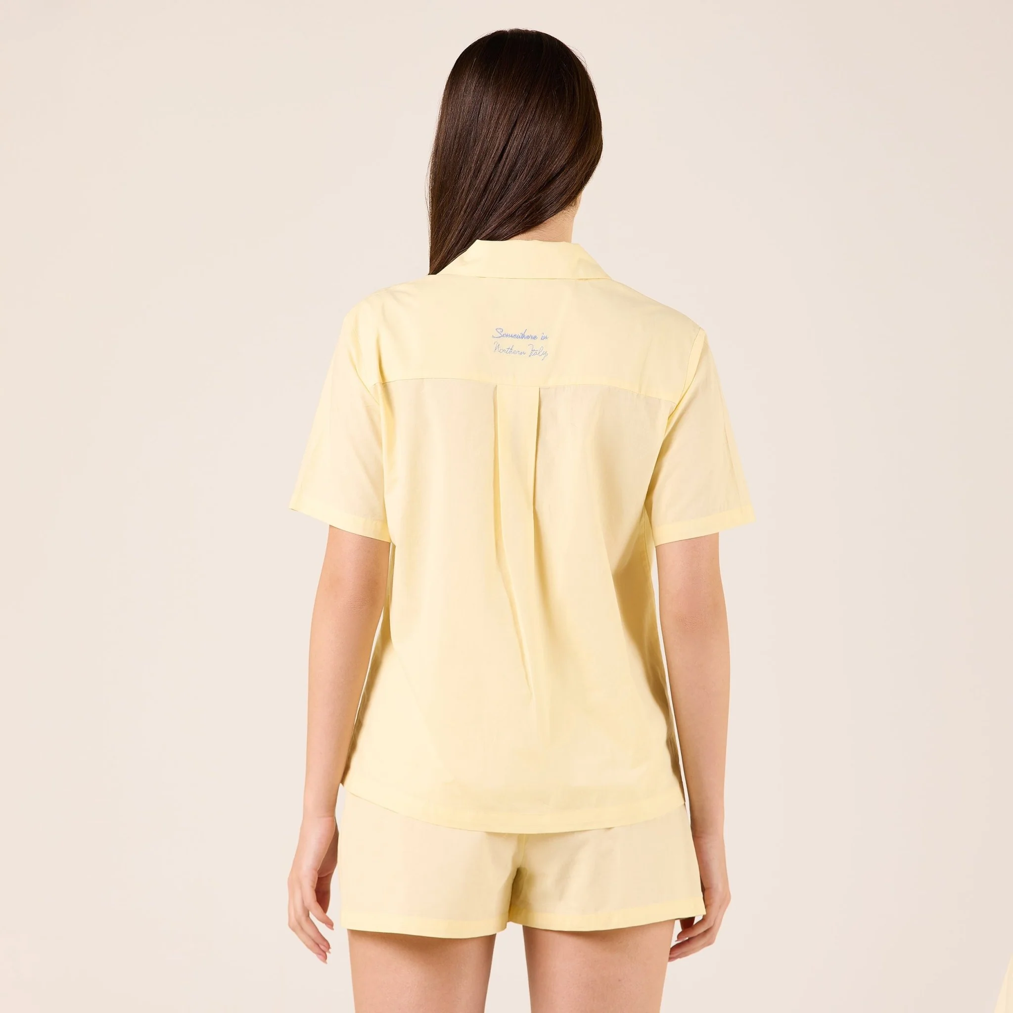 Solid cotton shirt with Notched Collar - Image 3
