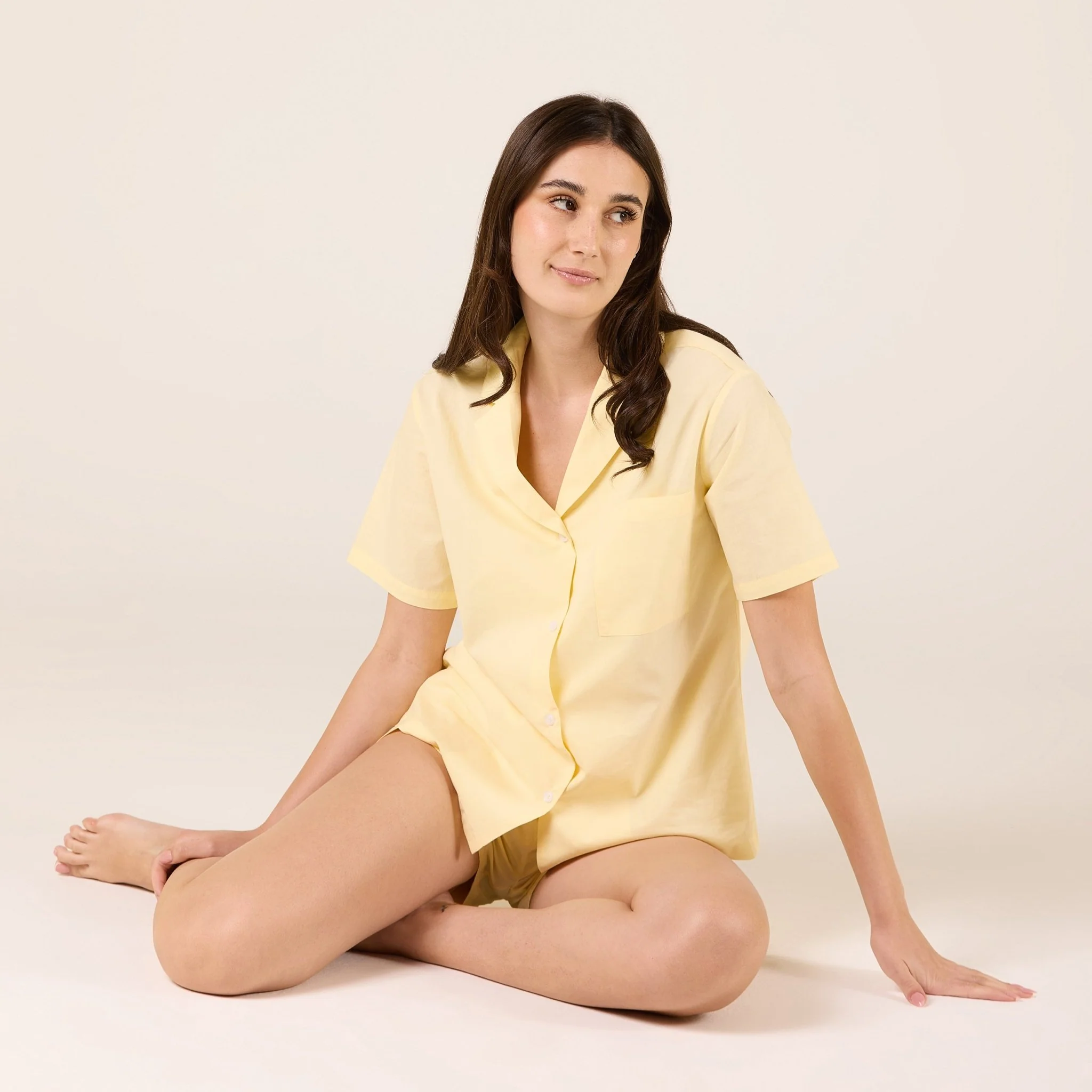 Solid cotton shirt with Notched Collar - Image 4