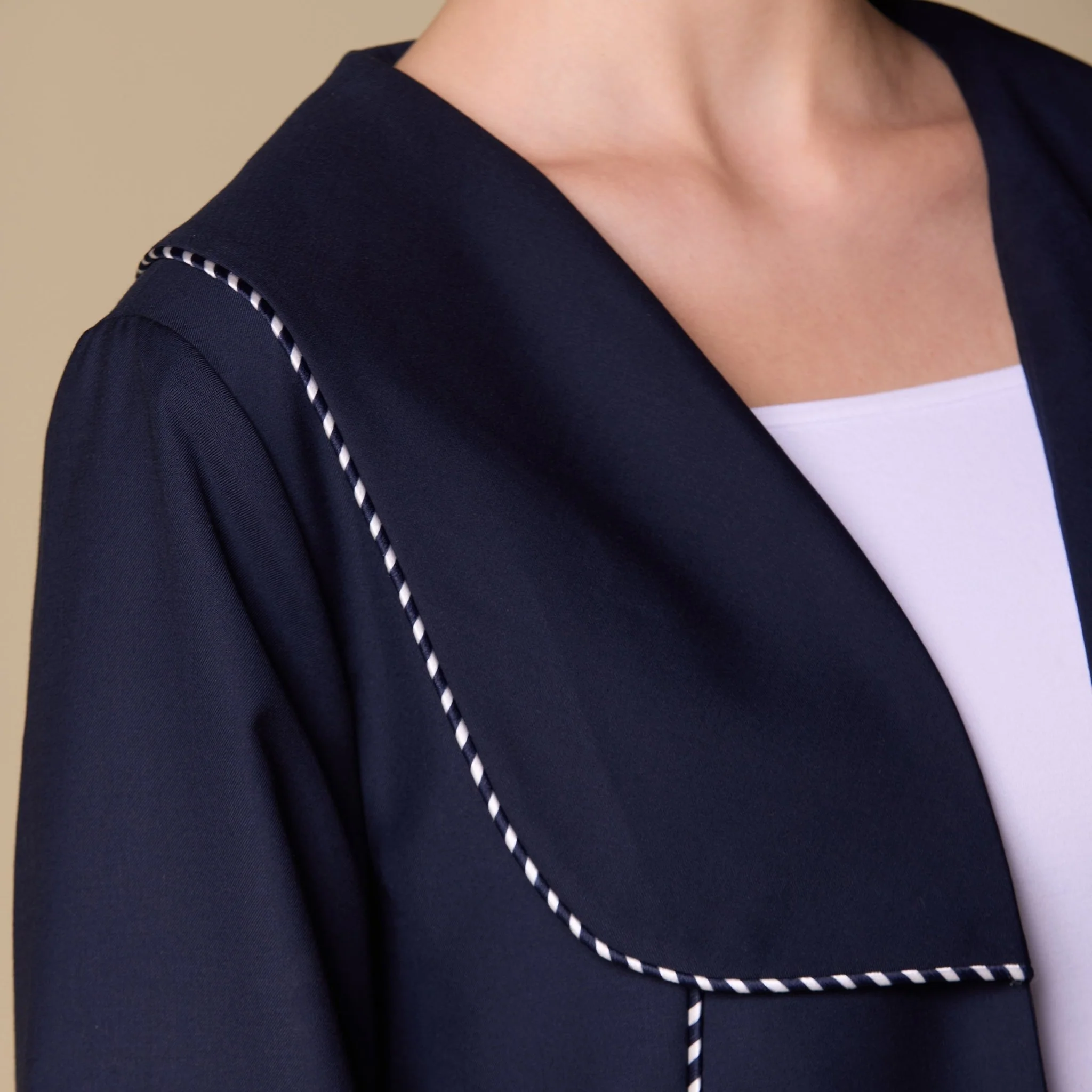 Blue Twill Kimono-Style Trim Top - Image 2