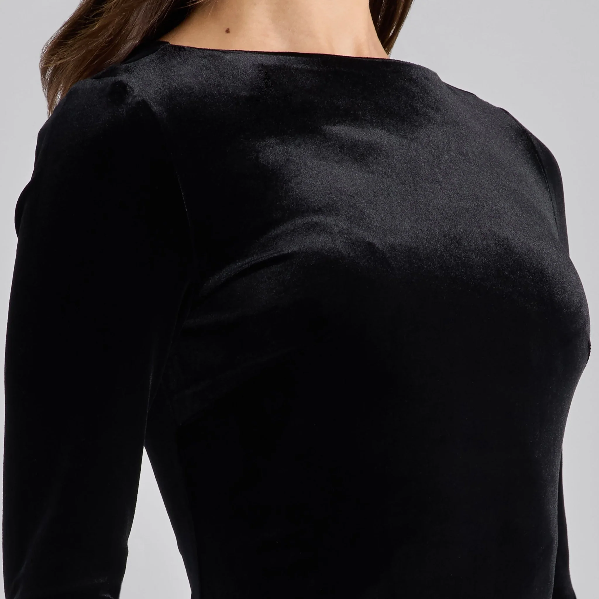 Black Velvet-Chiffon Flounce Maxi Dress - Image 3