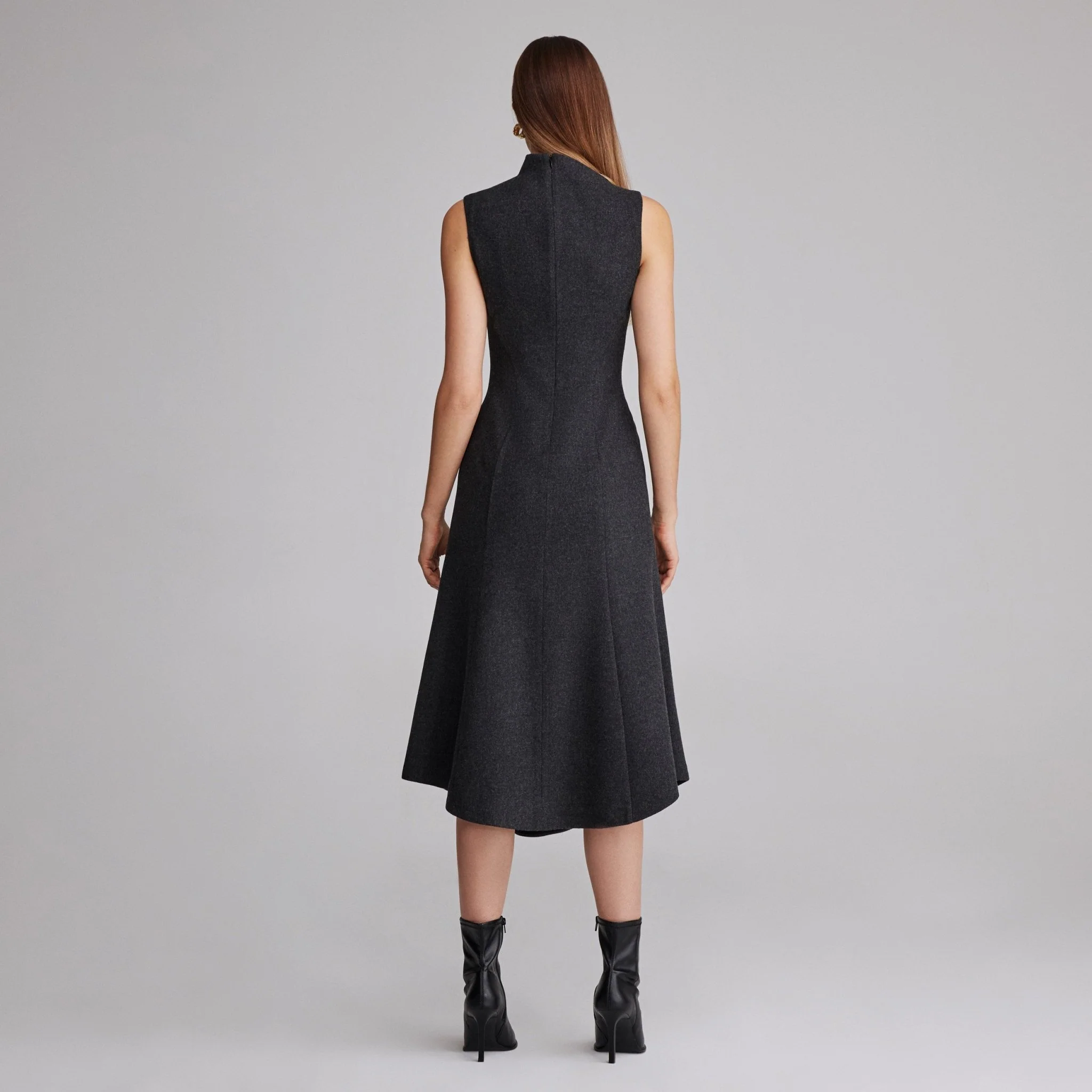 Virgin wool Asymmetric Midi Dress - Image 4