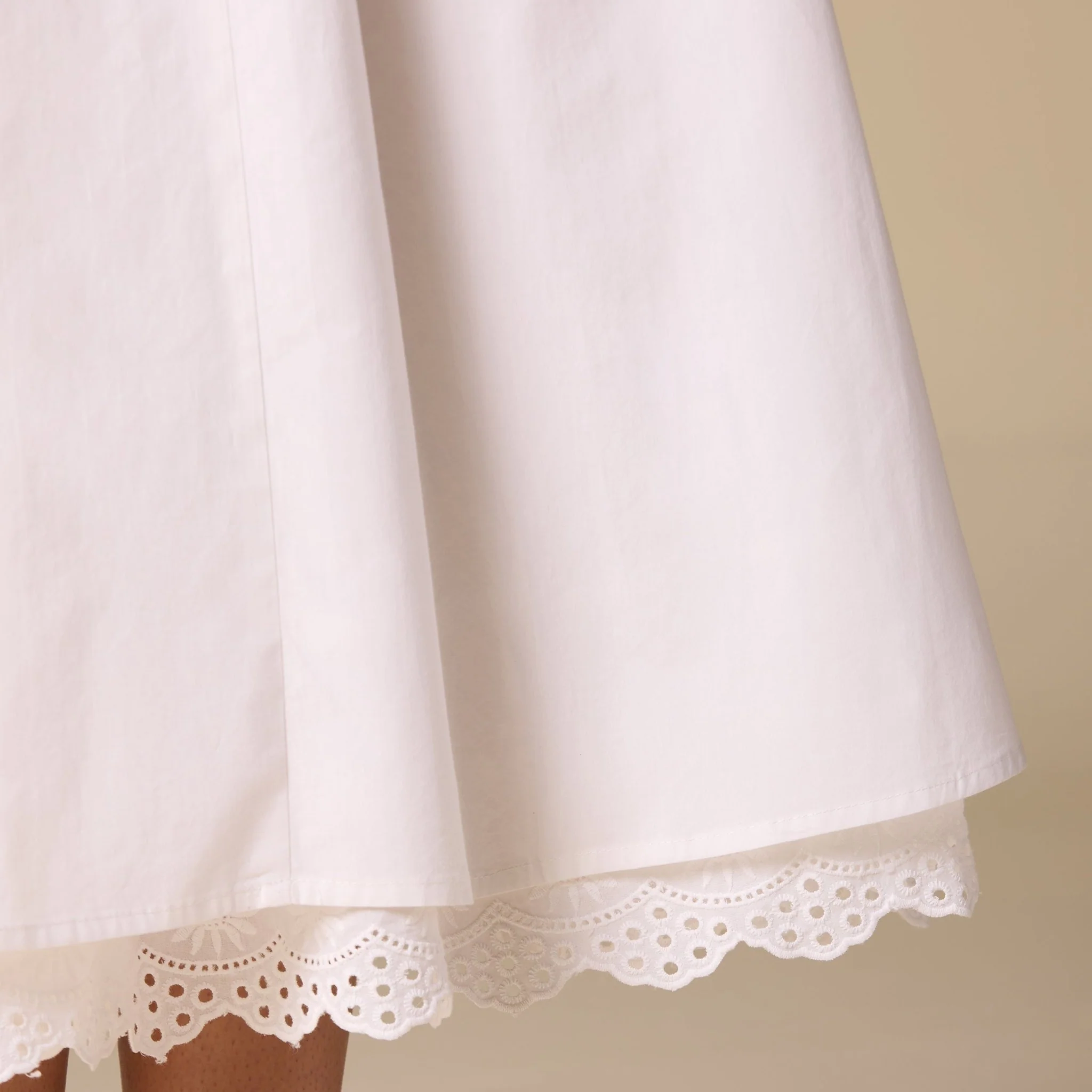 White Cotton Broderie Anglaise Halter Midi Dress - Image 3